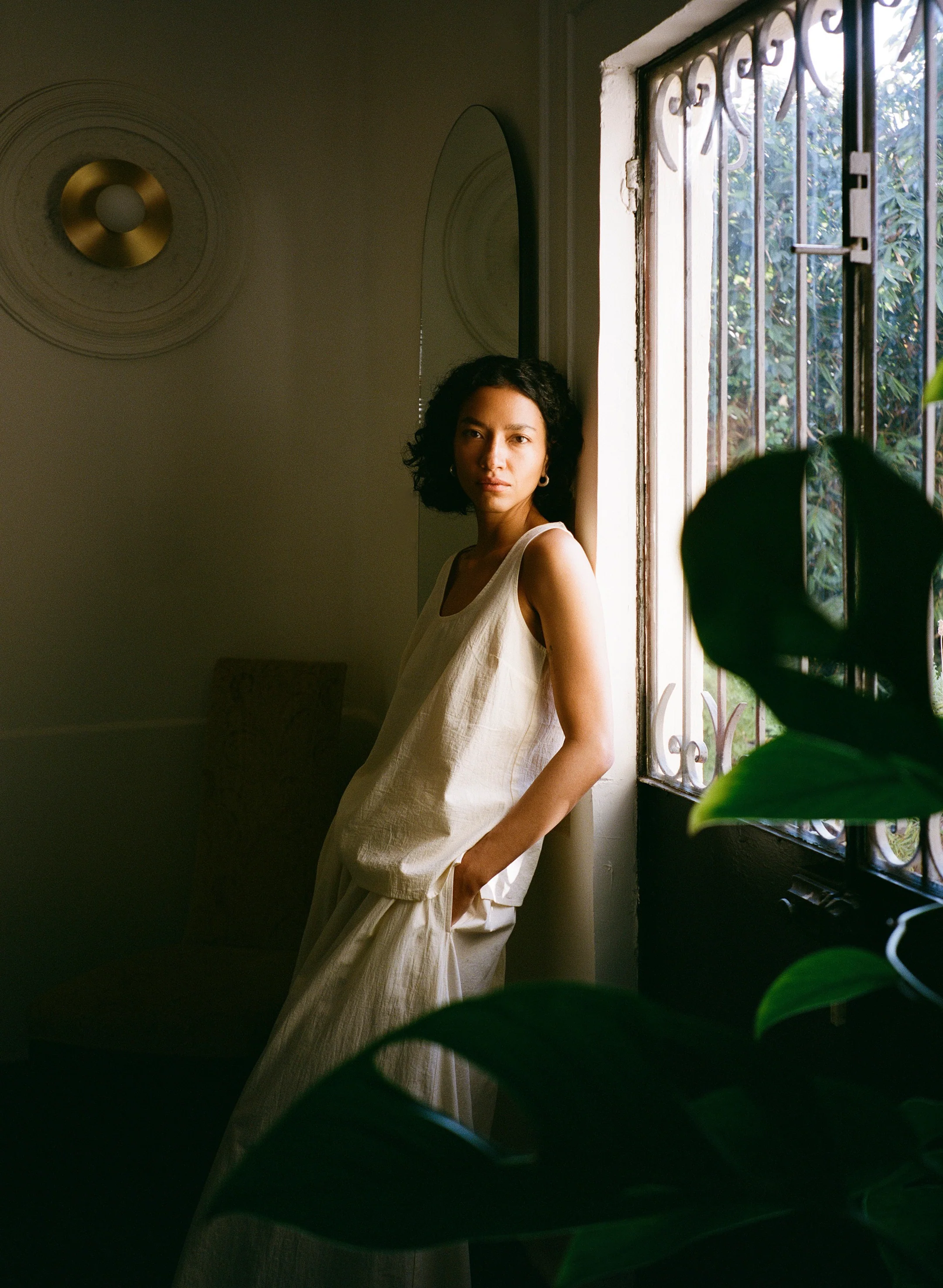Mika Tank, Textured Organic Poplin, Parchment - Image 6