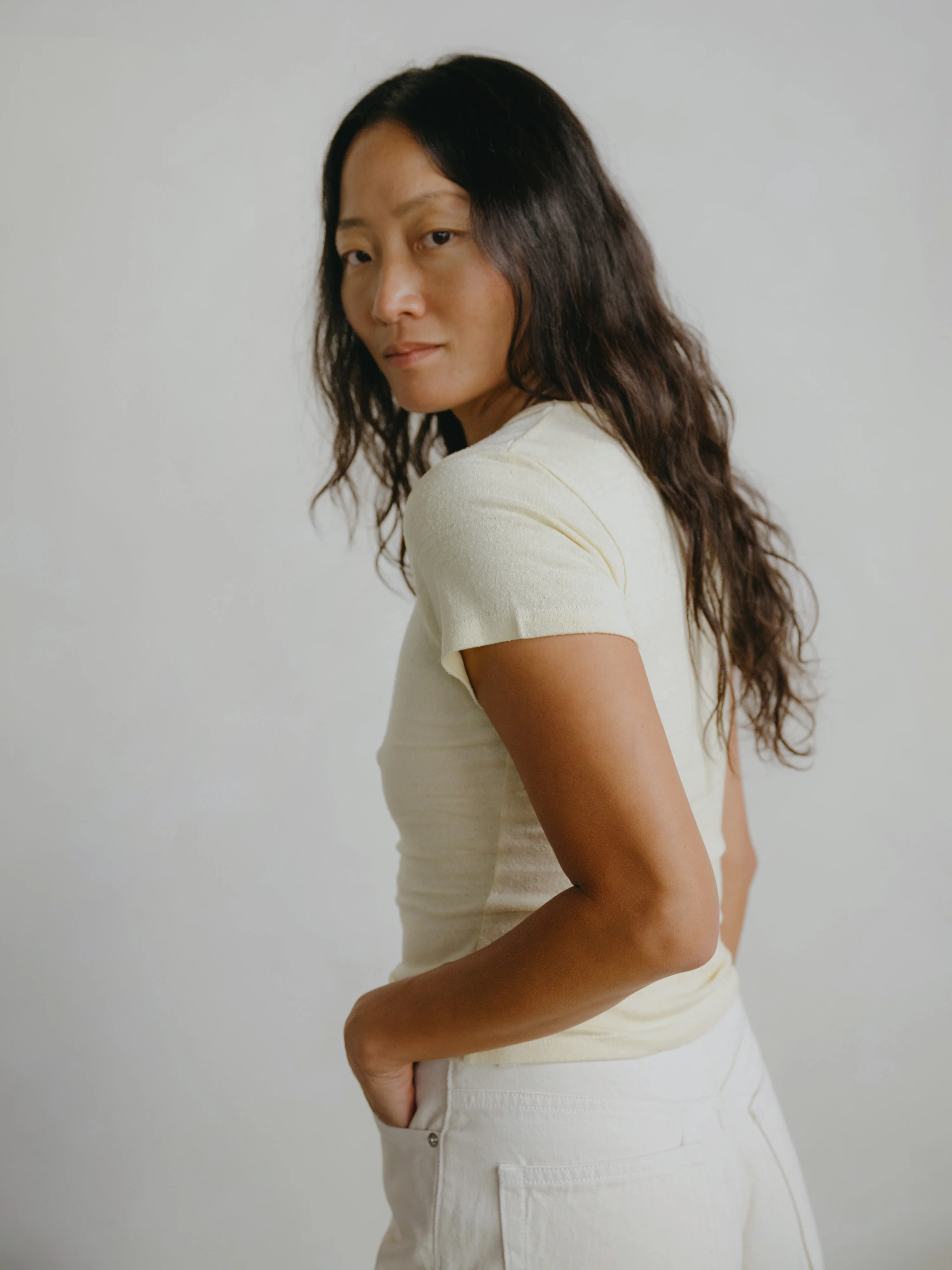 Baby Tee, Regen Silk Noil Jersey, Butter - Image 4