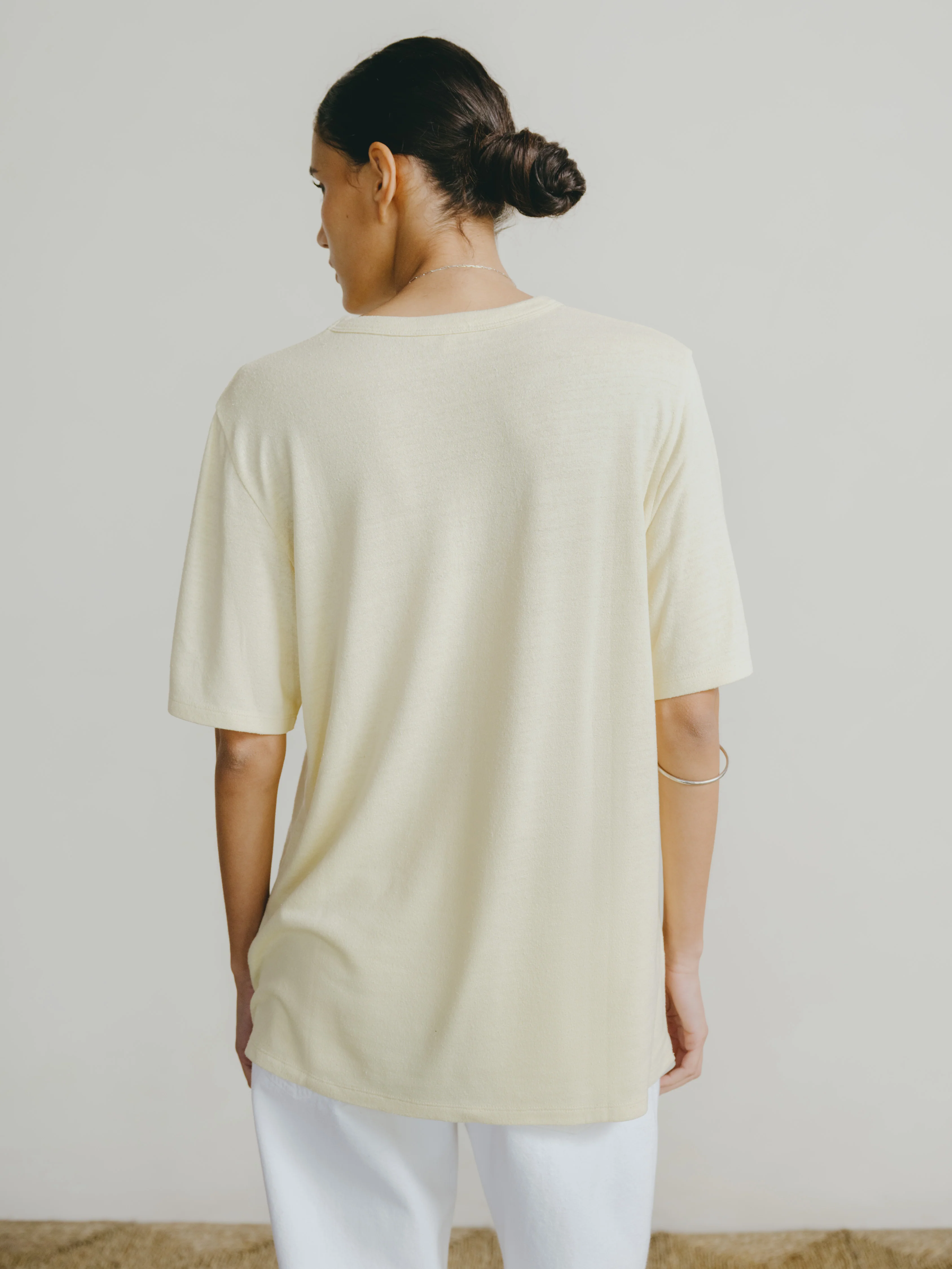 Bigger Tee, Regen Silk Noil Jersey, Butter - Image 4