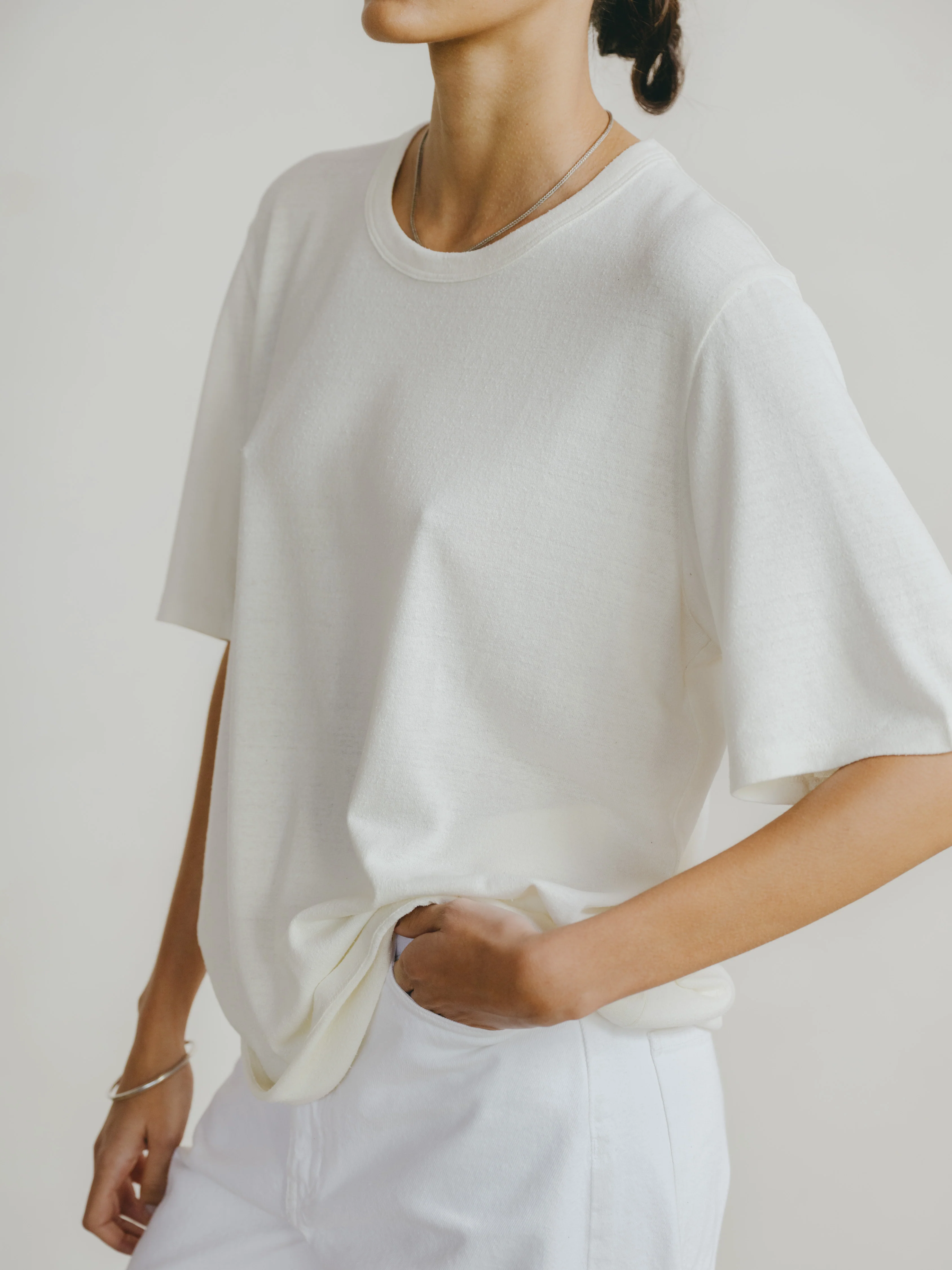 Bigger Tee, Regen Silk Noil Jersey, Natural - Image 3