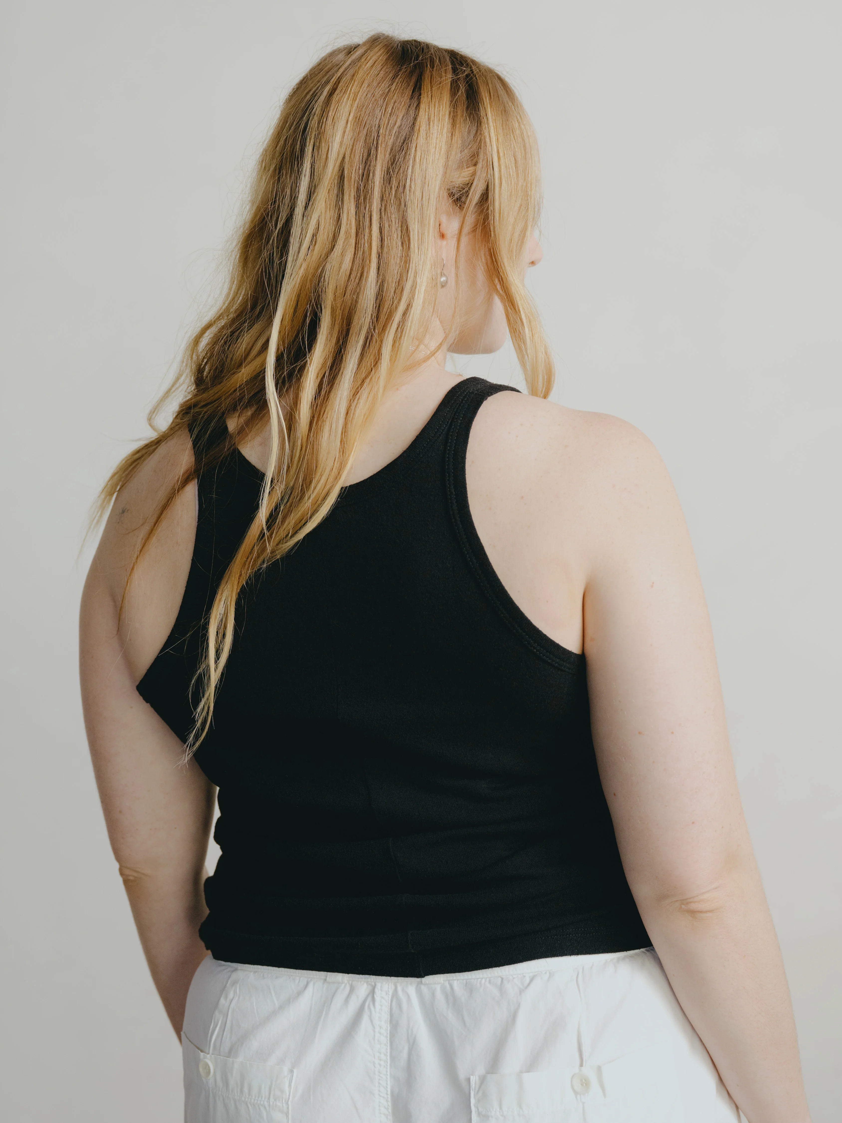 Boy Tank, Regen Silk Noil Jersey, Black - Image 3