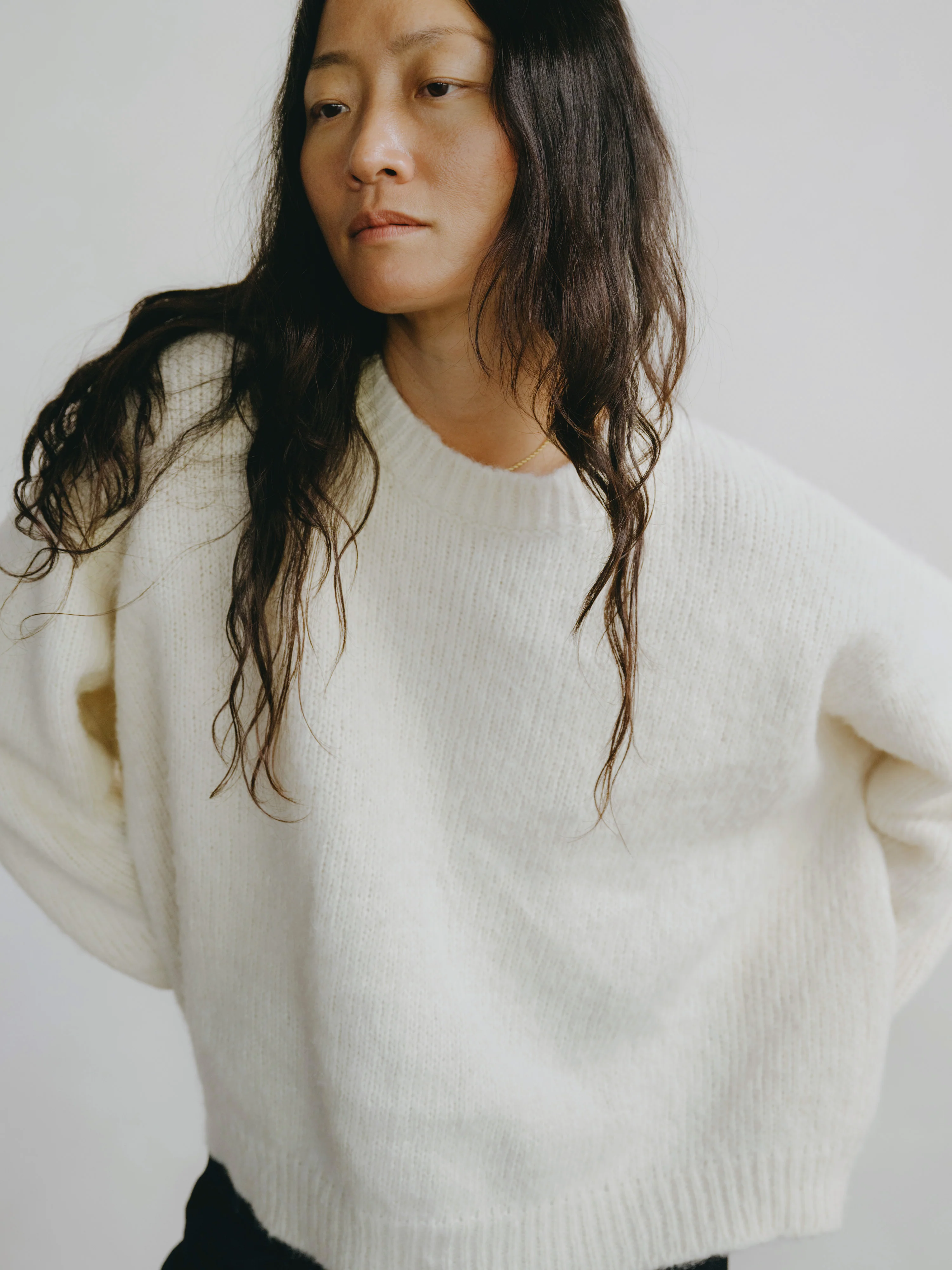 Chleo Crew, Alpaca Cotton, Cream - Image 3