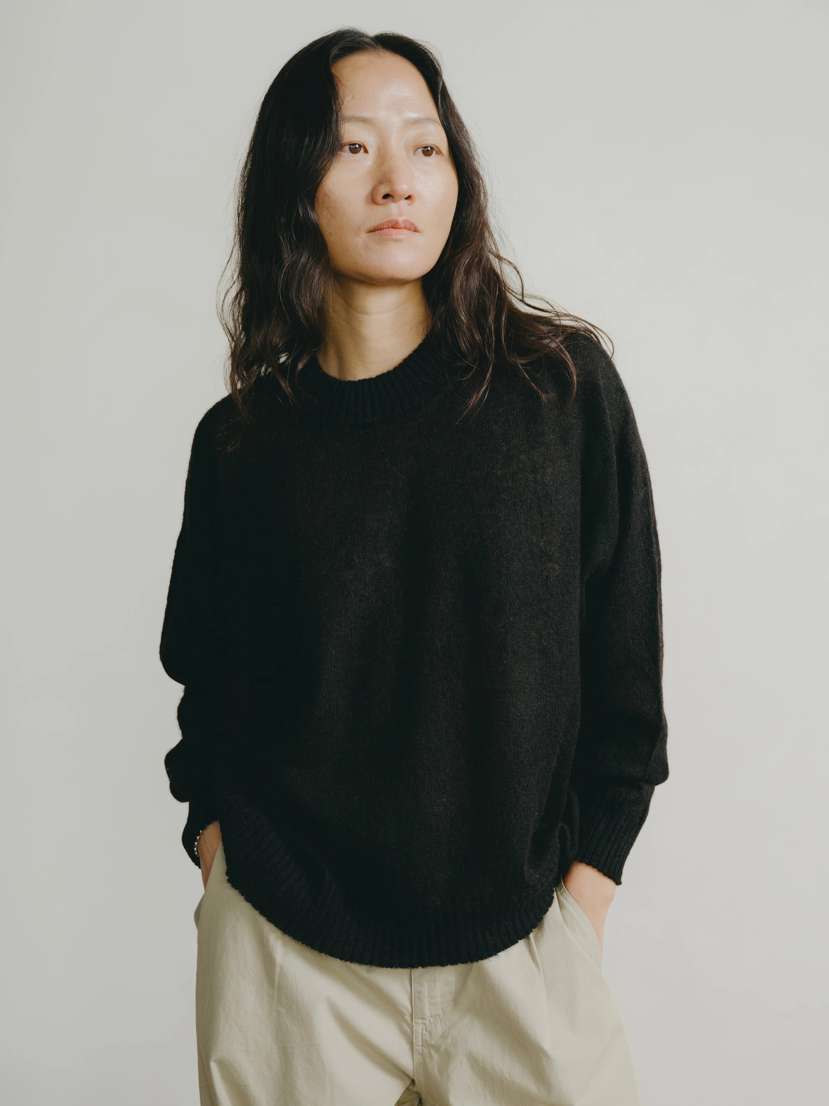 Chleo Crew, Sheer Alpaca Blend, Black - Image 3