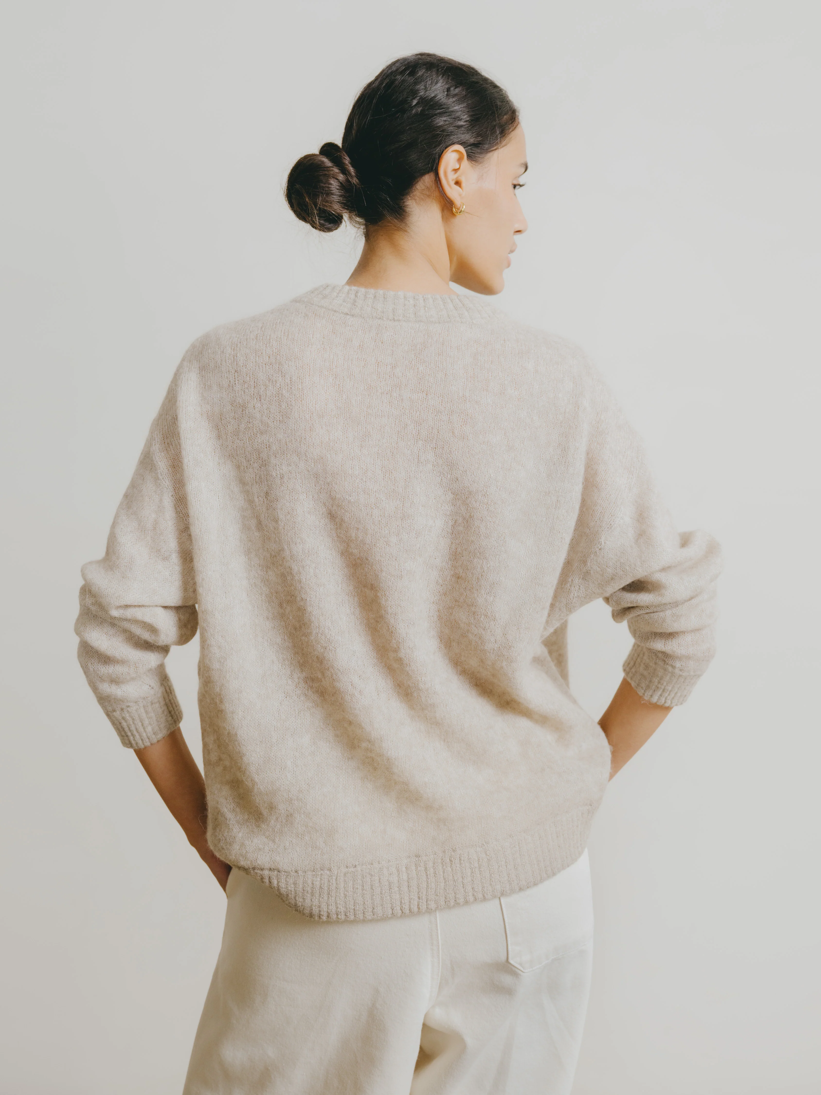 Chleo Crew, Sheer Alpaca Blend, Oatmeal - Image 4
