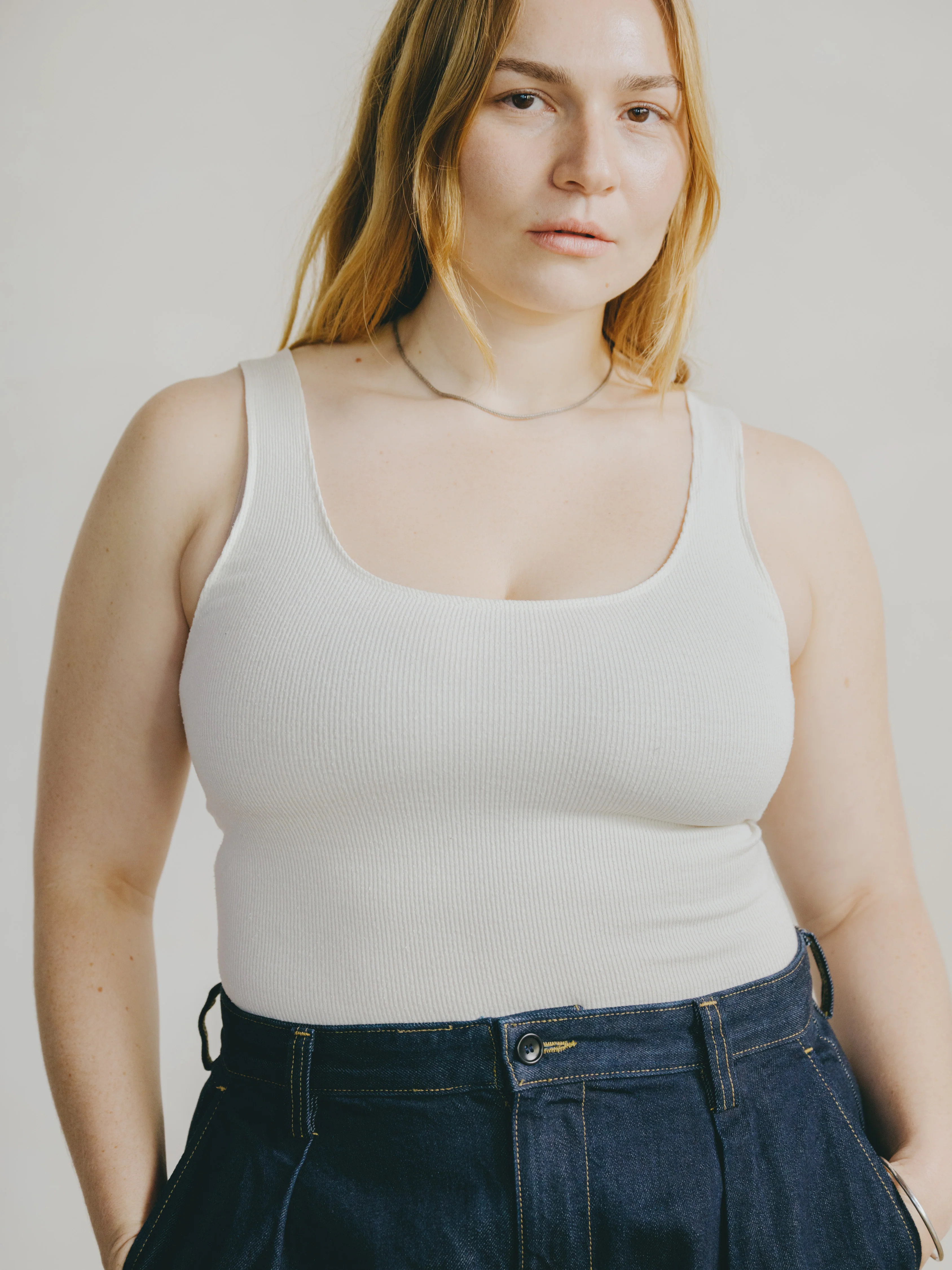 Christy Bodysuit, Ribbed Silk Noil Jersey, Natural - Image 3