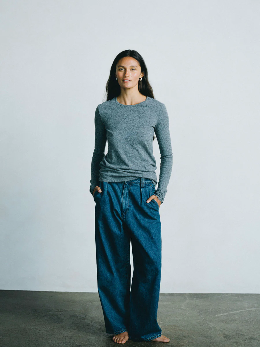 Classic Long Sleeve, Regen Silk Noil Jersey, Charcoal Heather - Image 5