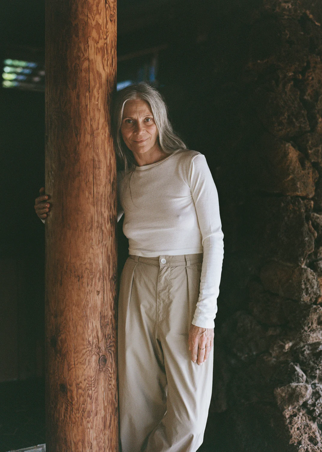 Classic Long Sleeve, Regen Silk Noil Jersey, Natural - Image 5