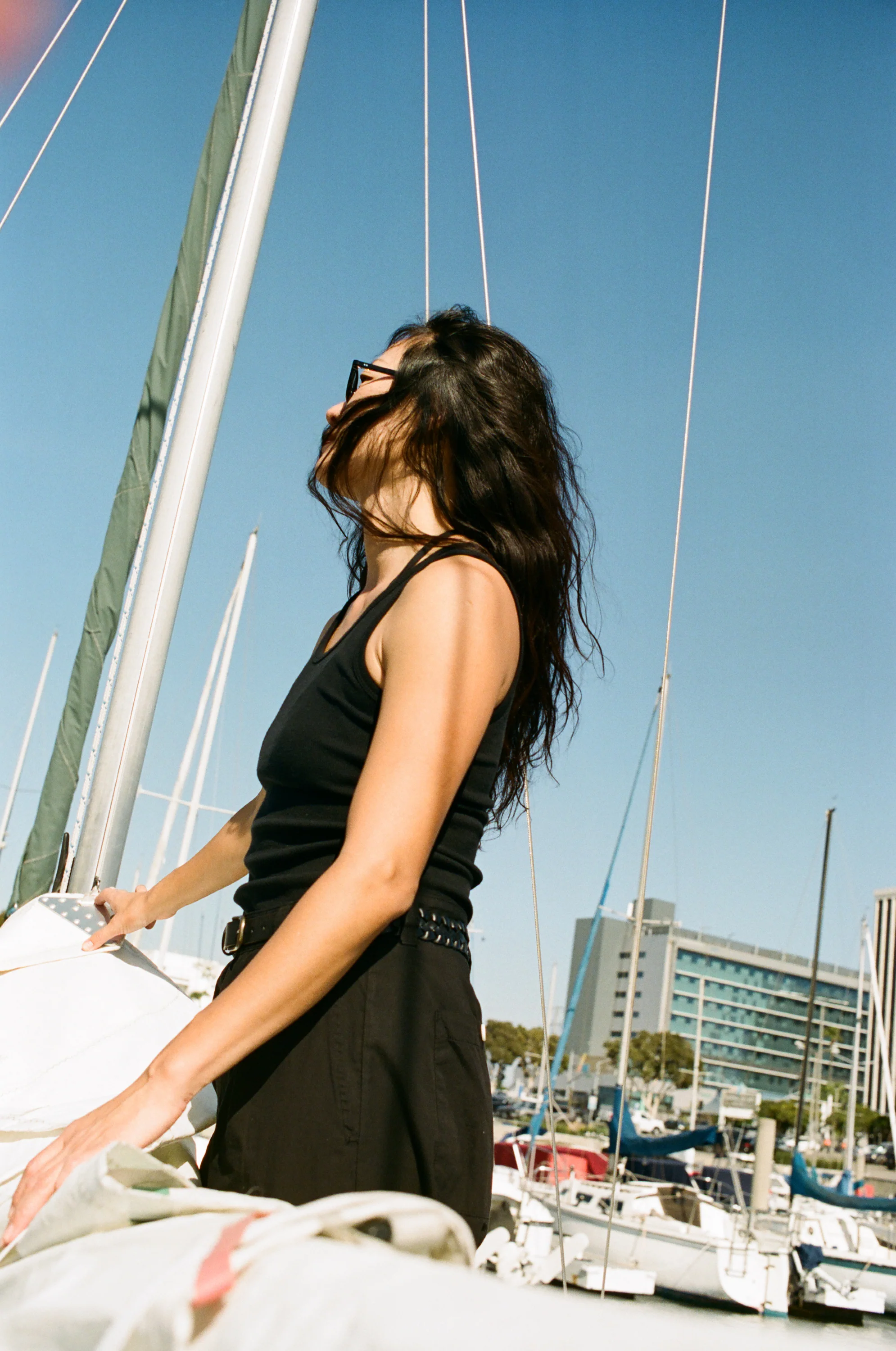 Classic Tank, Ribbed Silk Noil Jersey, Black - Image 7