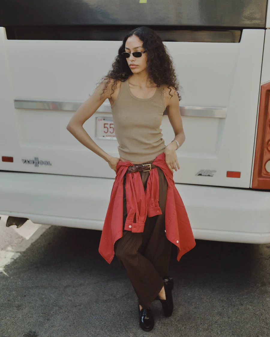 Classic Tank, Ribbed Silk Noil Jersey, Cactus - Image 5