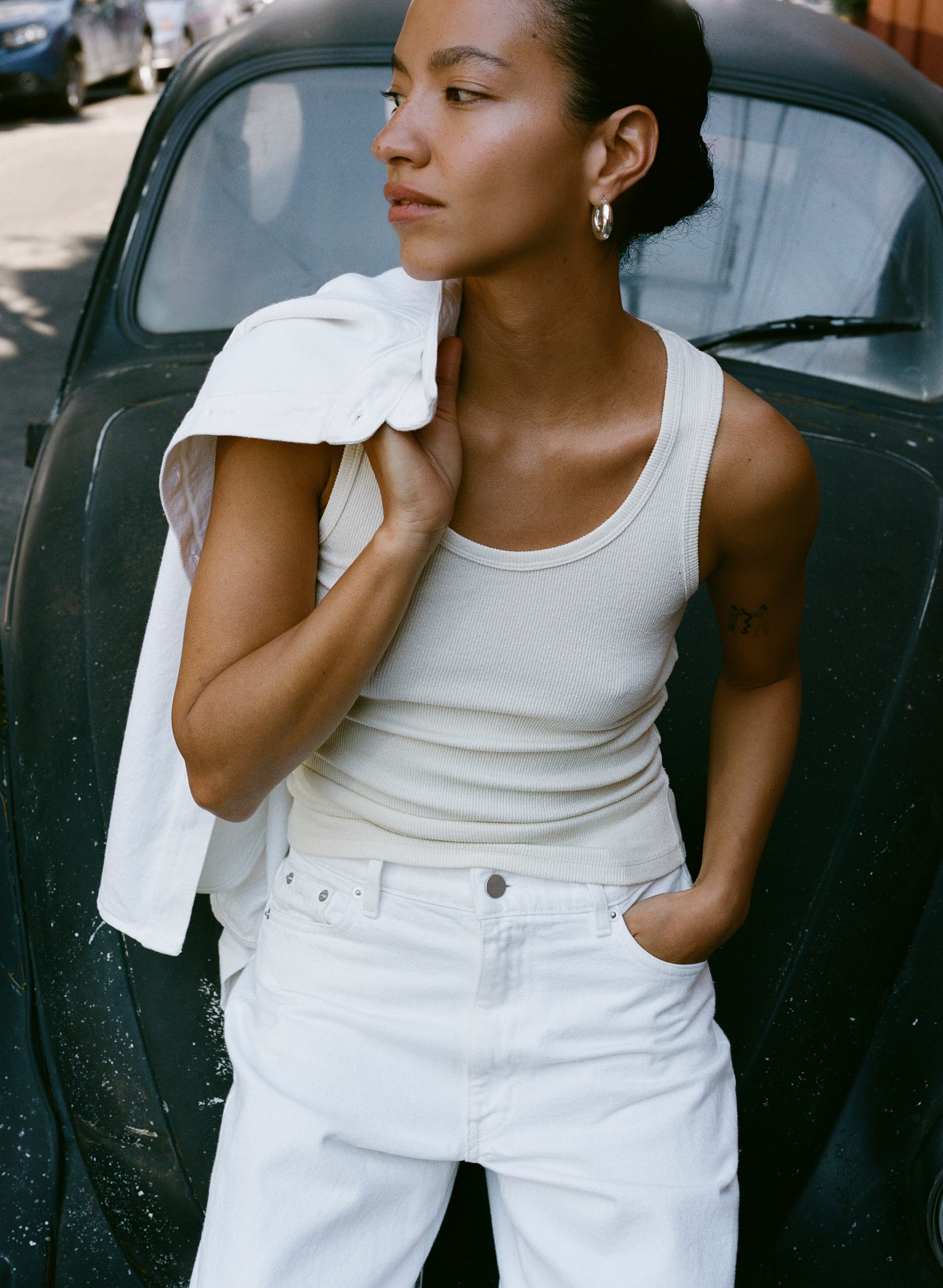 Classic Tank, Ribbed Silk Noil Jersey, Natural - Image 6