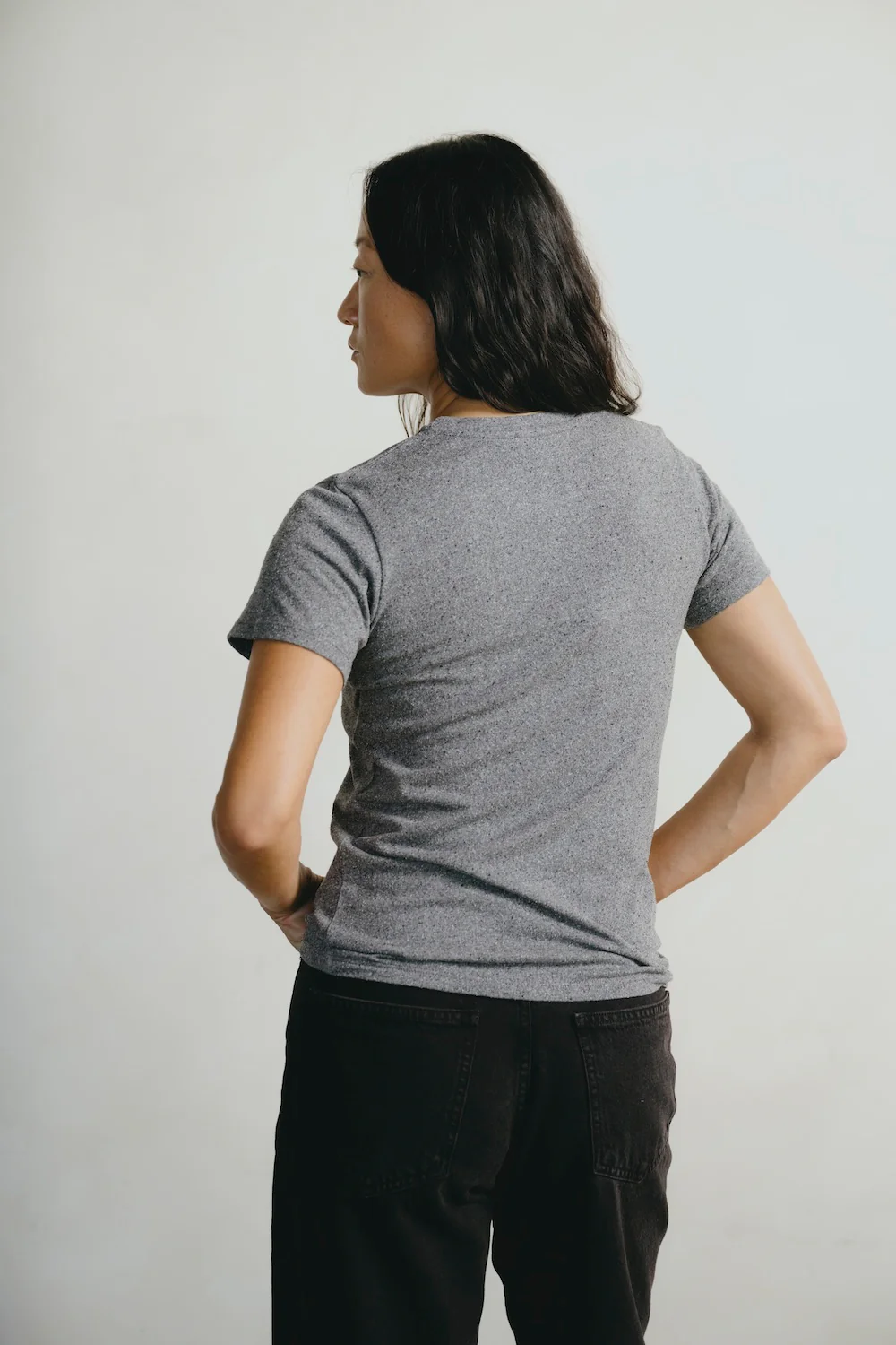 Classic Tee, Regen Silk Noil Jersey, Charcoal - Image 3