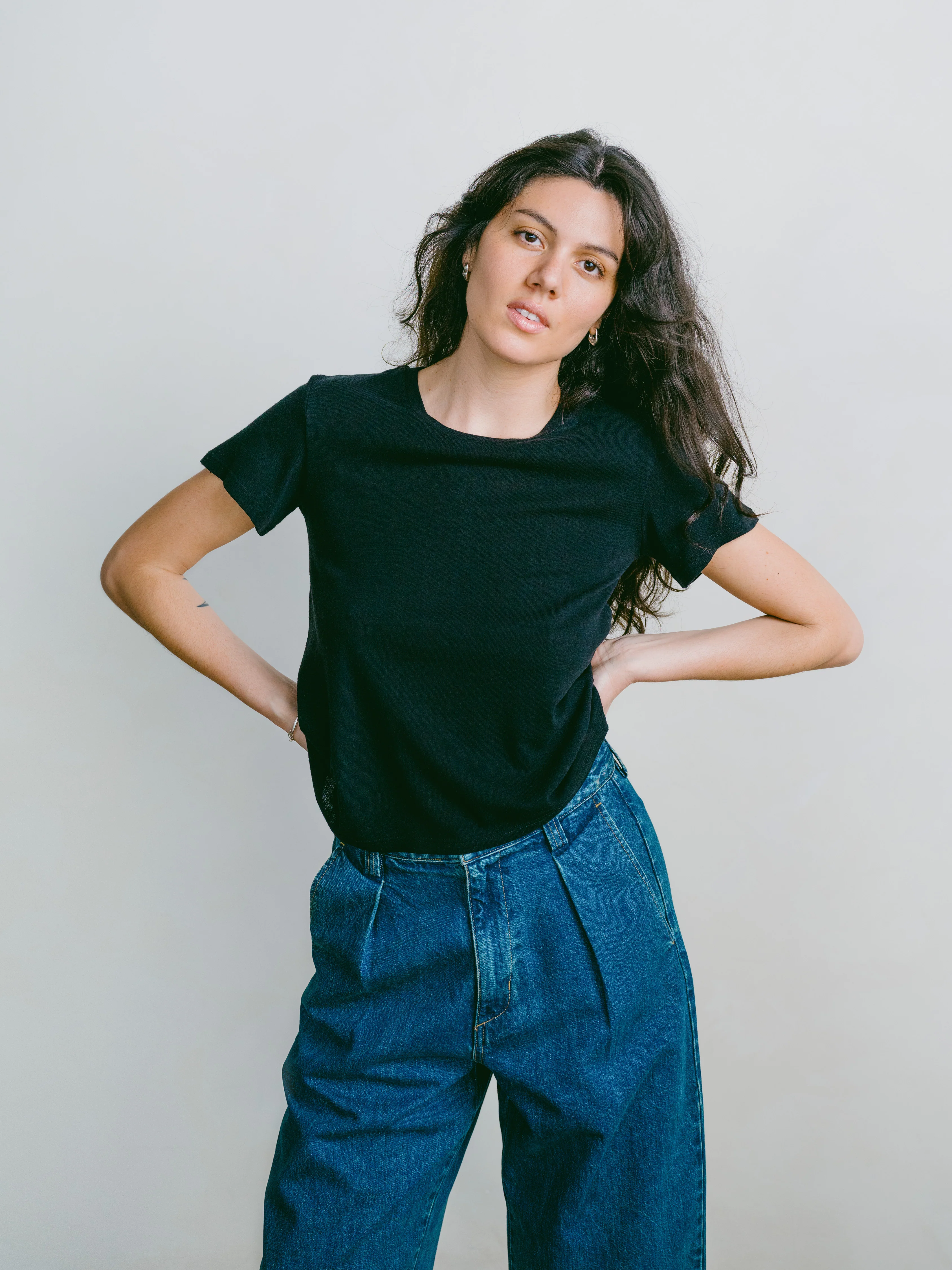 Classic Tee, Regen Silk Noil Jersey, Black - Image 3