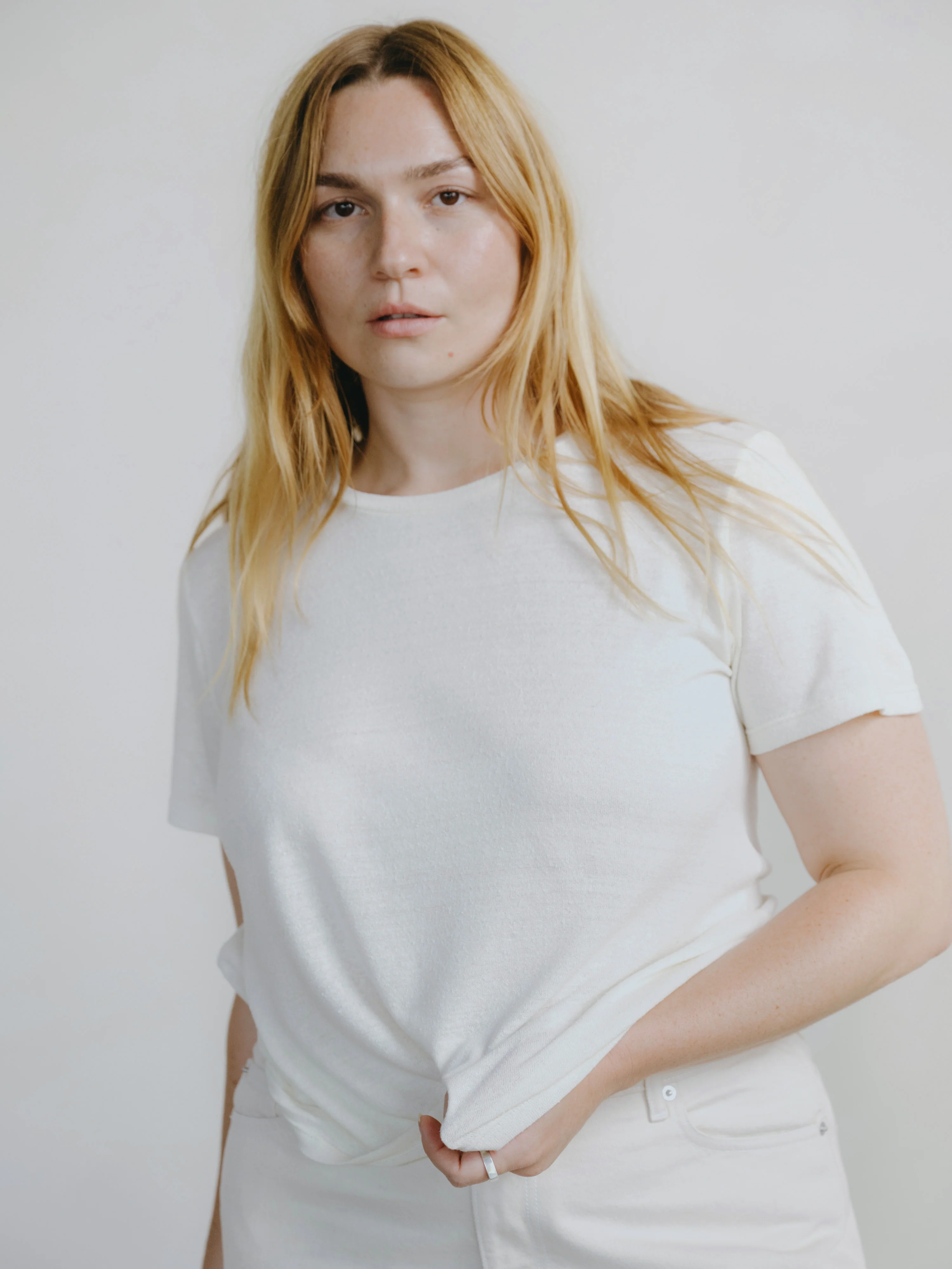 Classic Tee, Regen Silk Noil Jersey, Natural - Image 4
