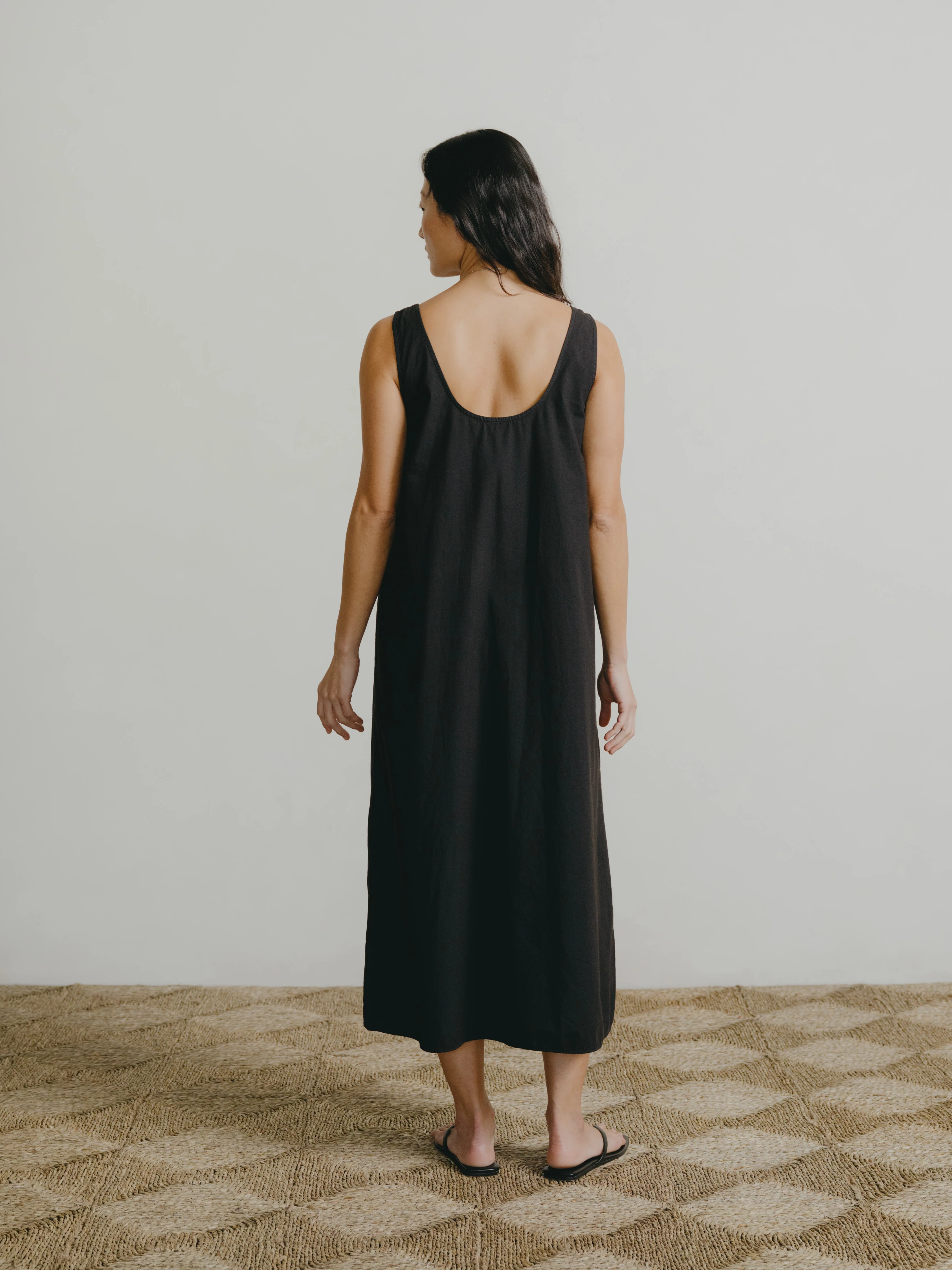 Colina Dress, Organic Batiste, Soft Black - Image 3