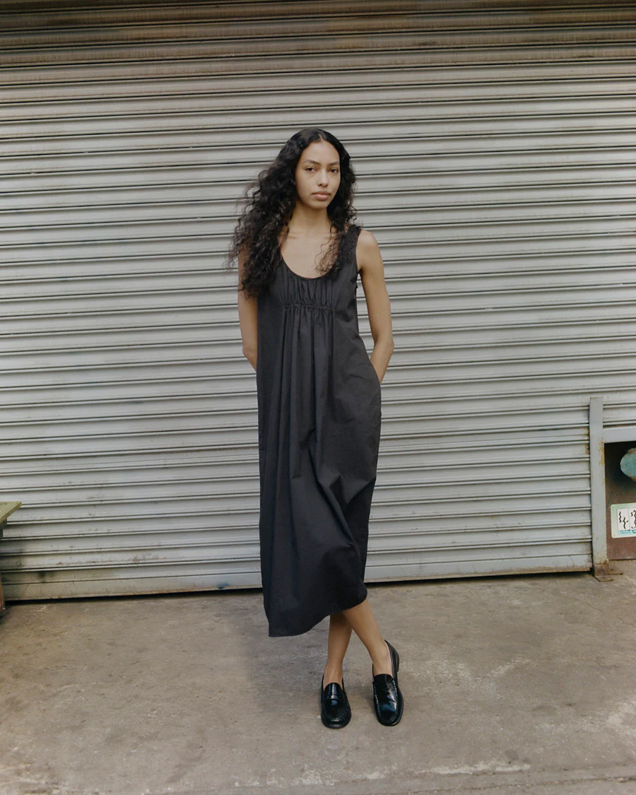 Colina Dress, Organic Batiste, Soft Black - Image 4