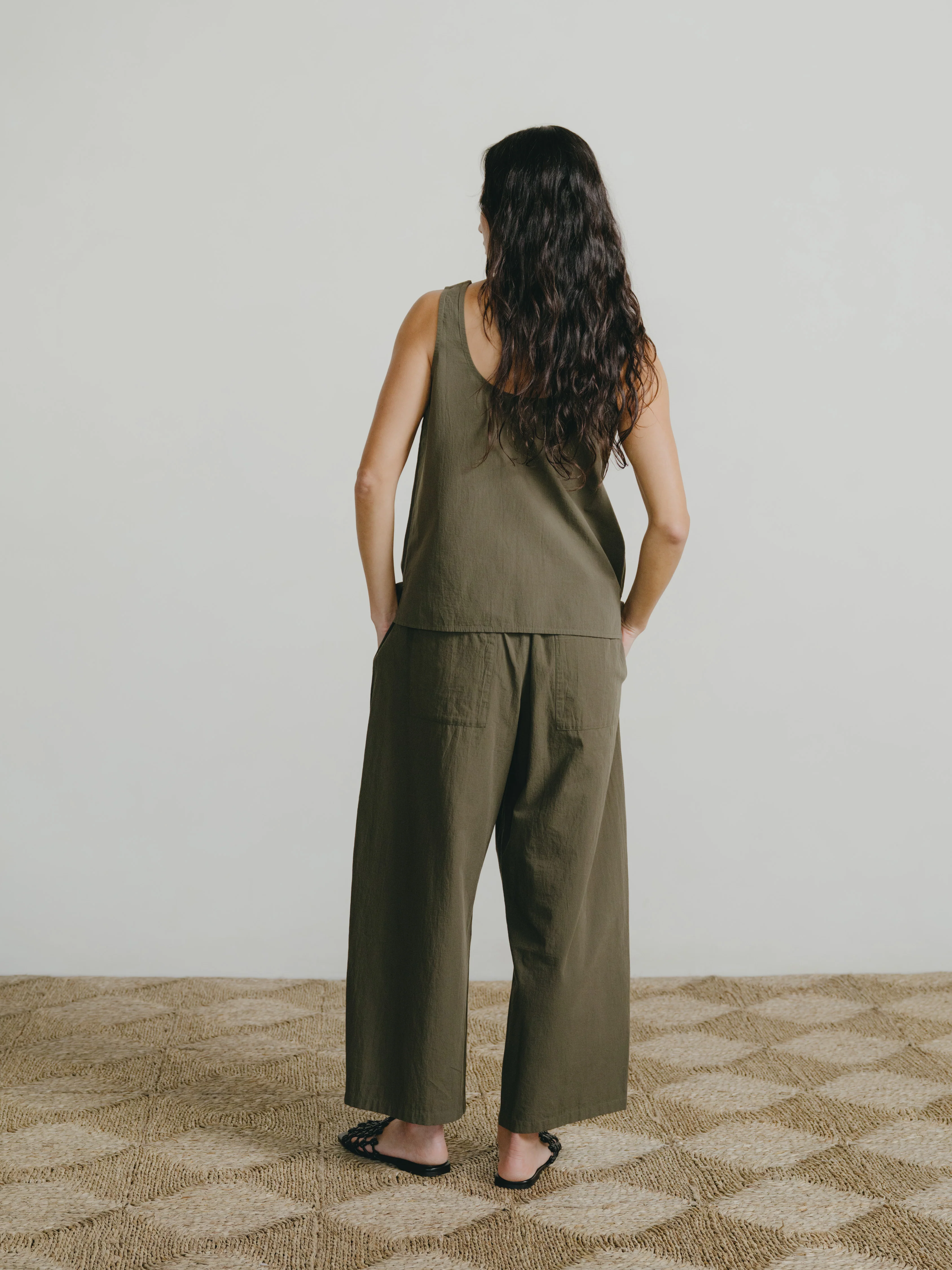 Corlatta Pant, Textured Organic Poplin, Fern - Image 3