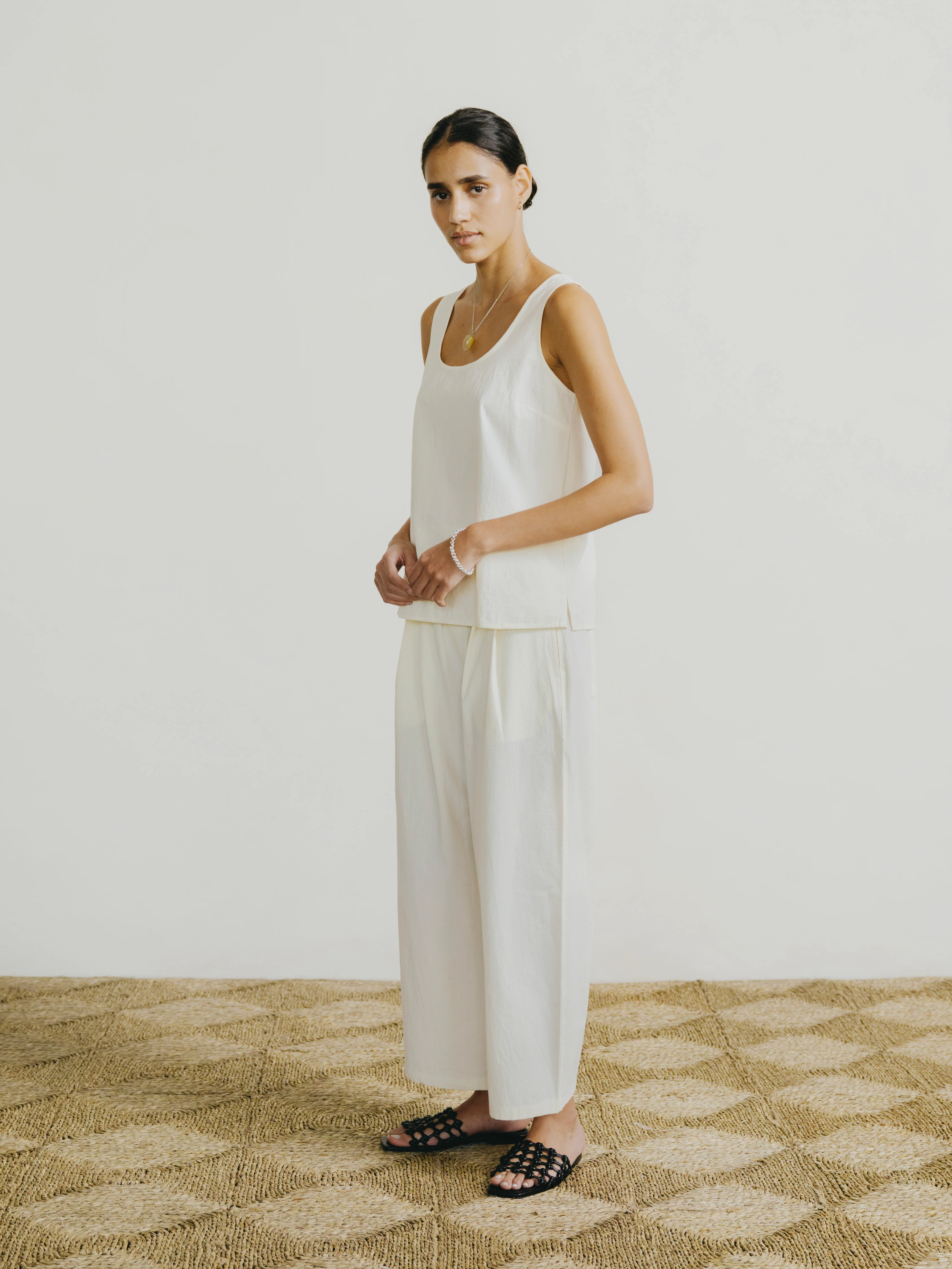 Corlatta Pant, Textured Organic Poplin, Parchment - Image 2