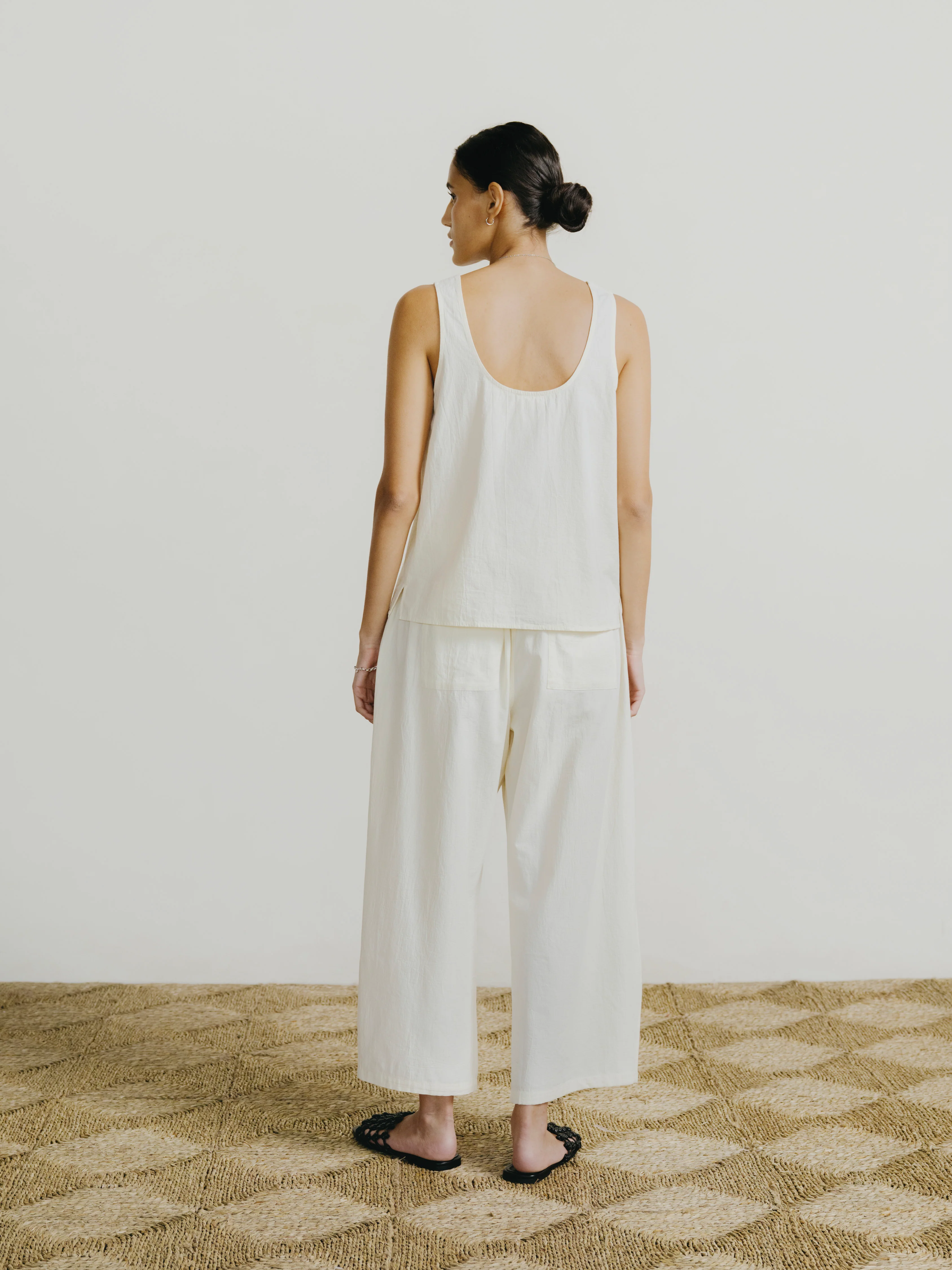 Corlatta Pant, Textured Organic Poplin, Parchment - Image 3