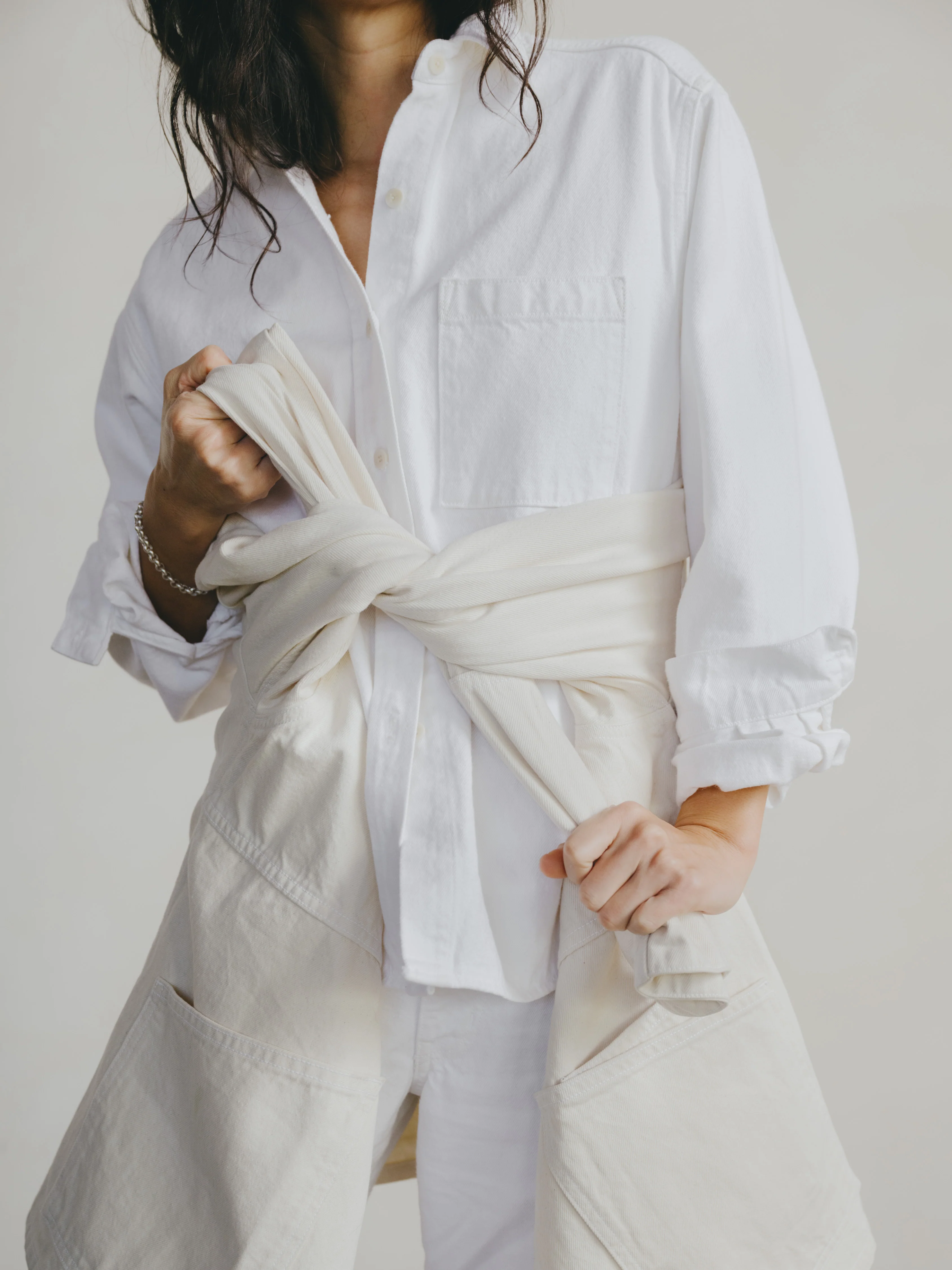 Denim Marcie Shirt, Recycled Denim, Salt - Image 6