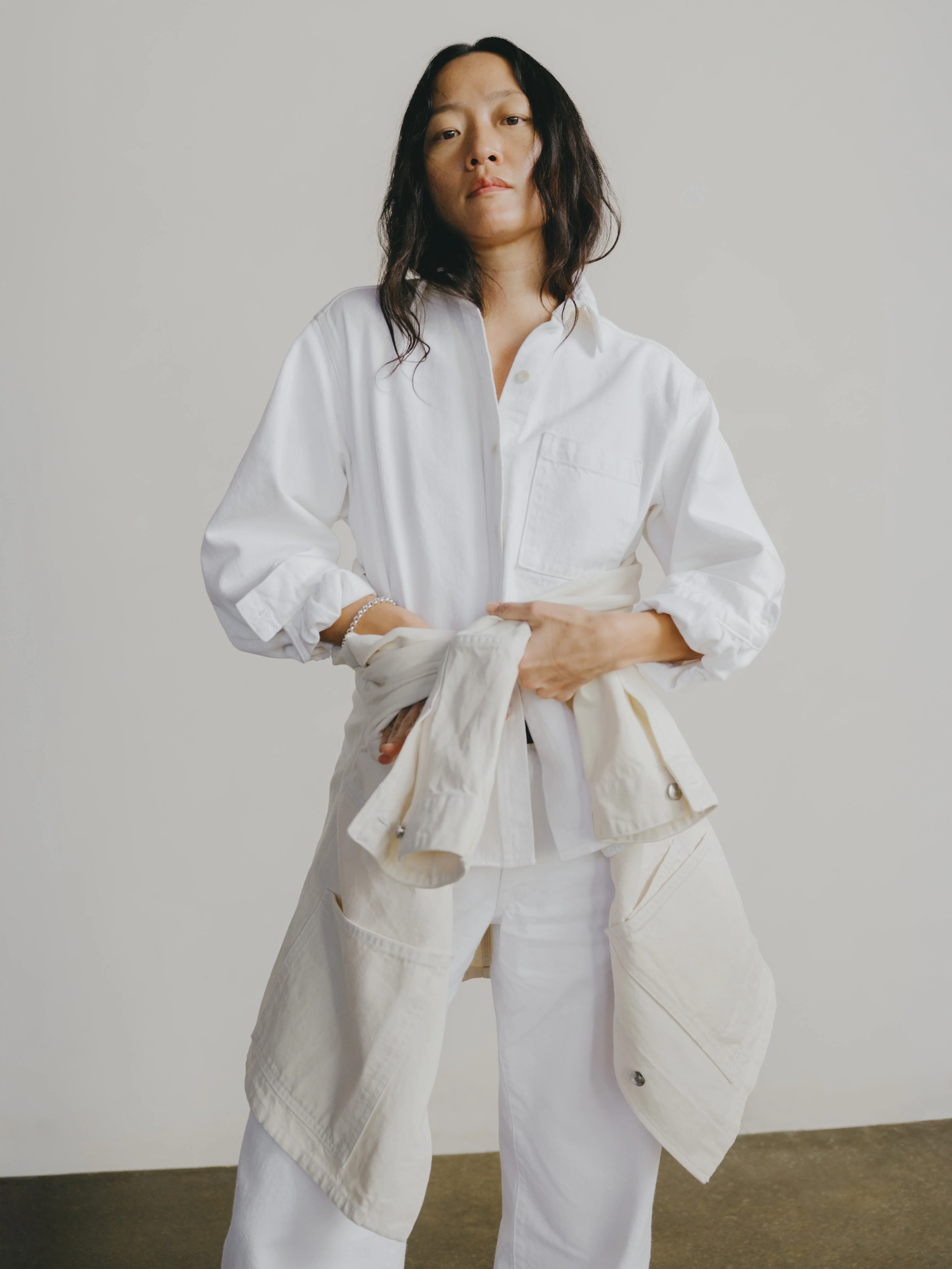 Denim Marcie Shirt, Recycled Denim, Salt - Image 7
