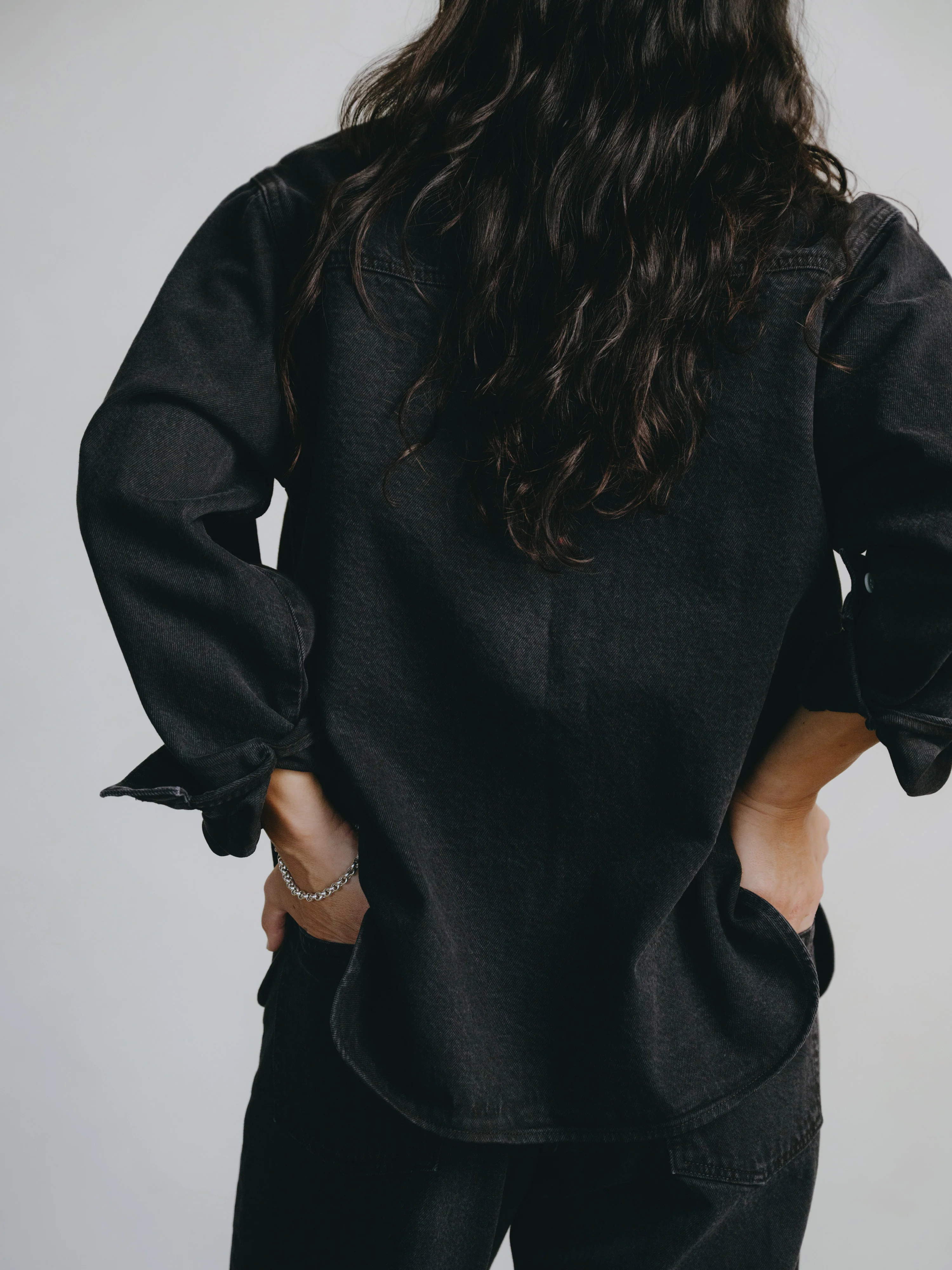 Denim Marcie Shirt, Recycled Denim, Vintage Black - Image 4