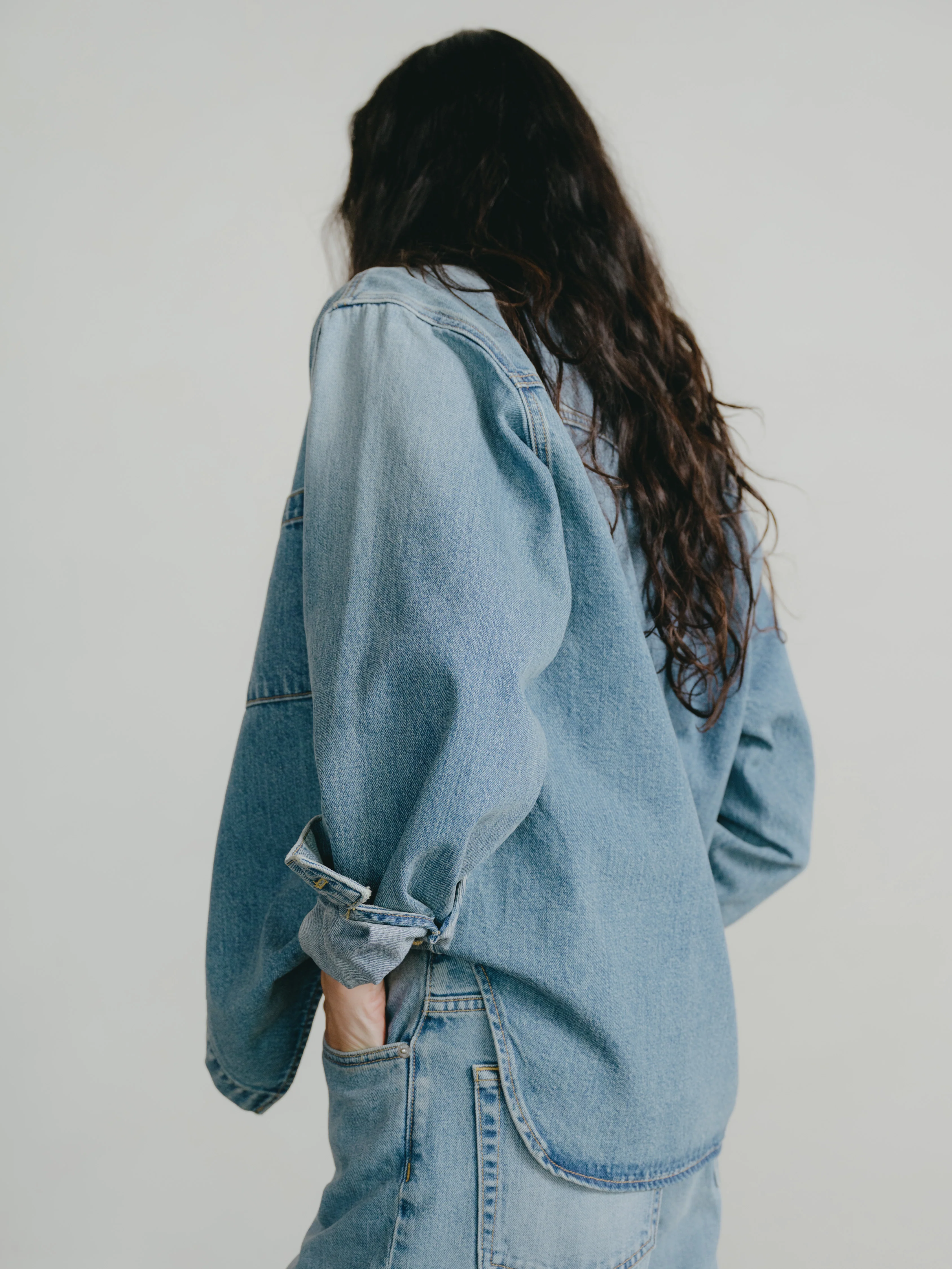 Denim Marcie Shirt, Tencel Denim, Light Wash - Image 3