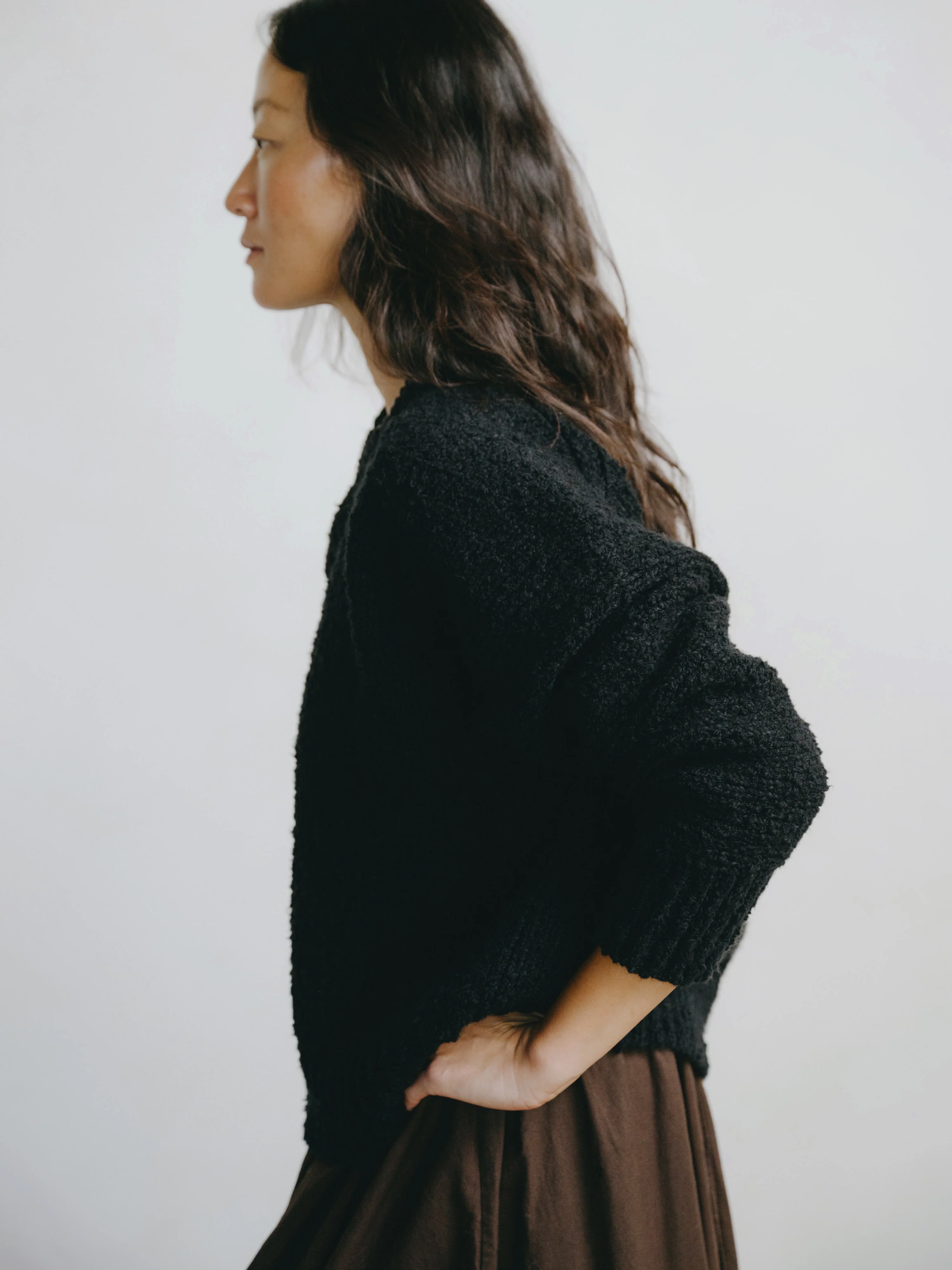 Dylan Sweater, Organic Cotton Bouclé, Black - Image 3
