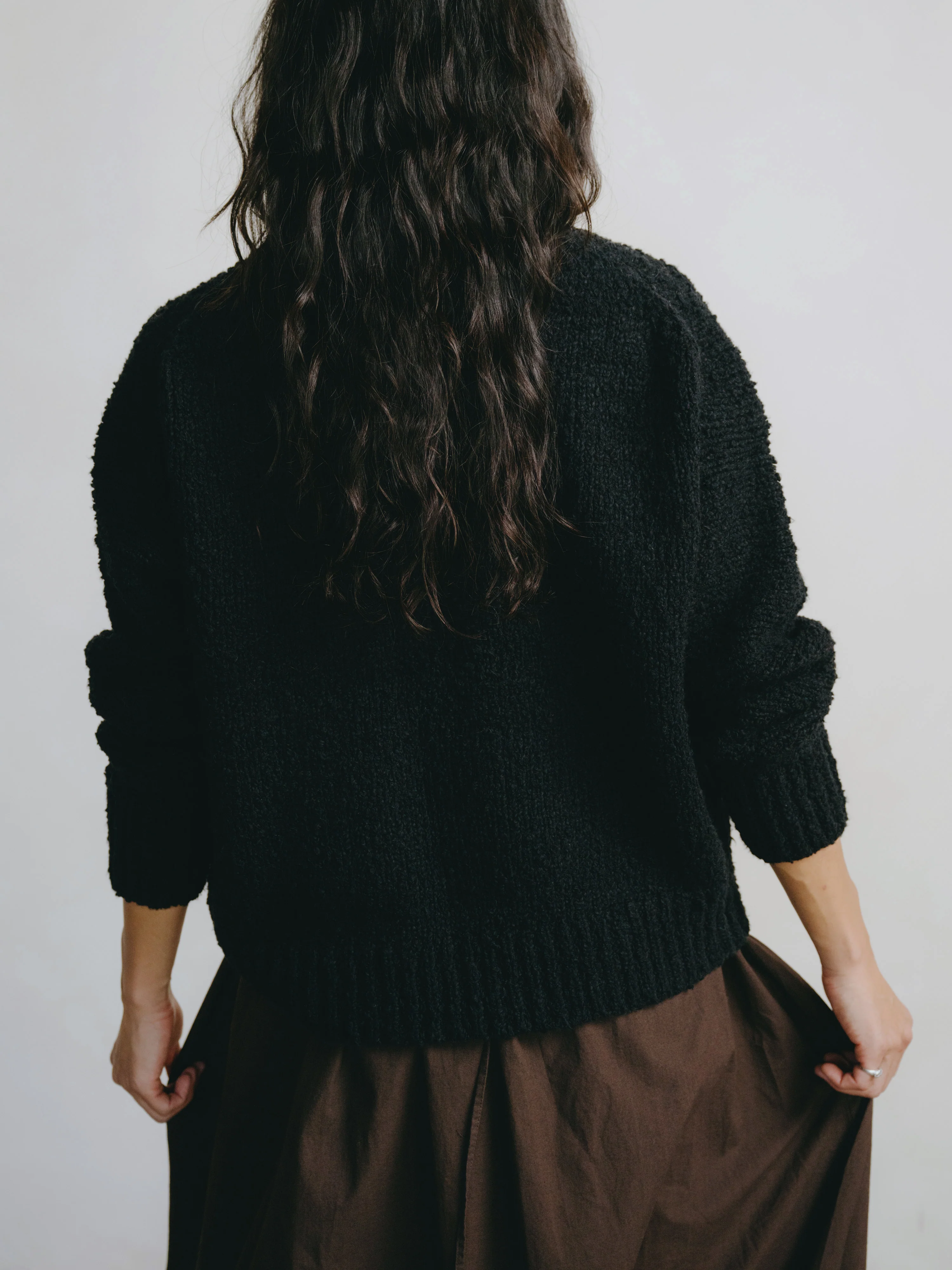 Dylan Sweater, Organic Cotton Bouclé, Black - Image 4