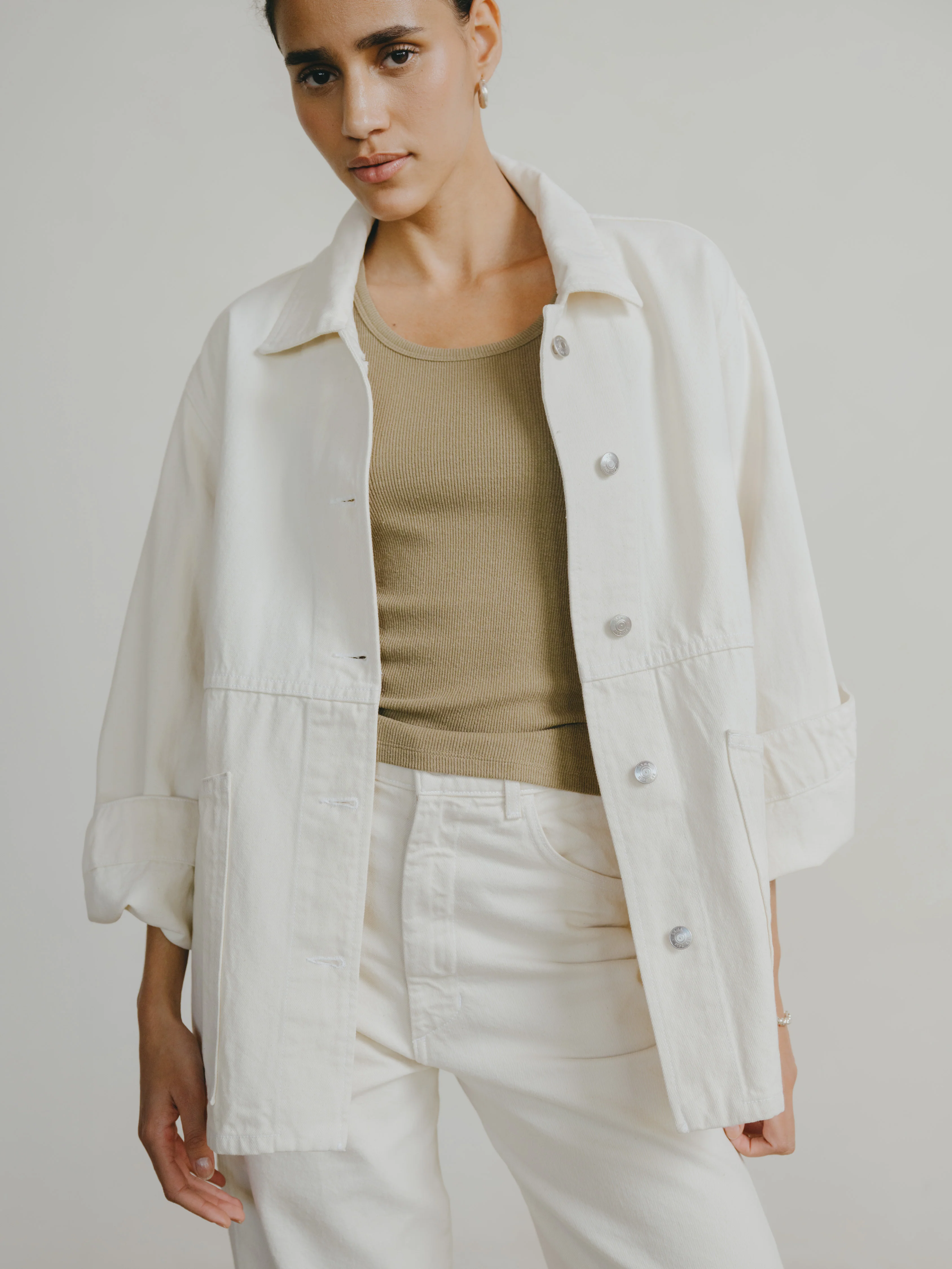 Loretta Jacket, Recycled Denim, Putty - Image 6
