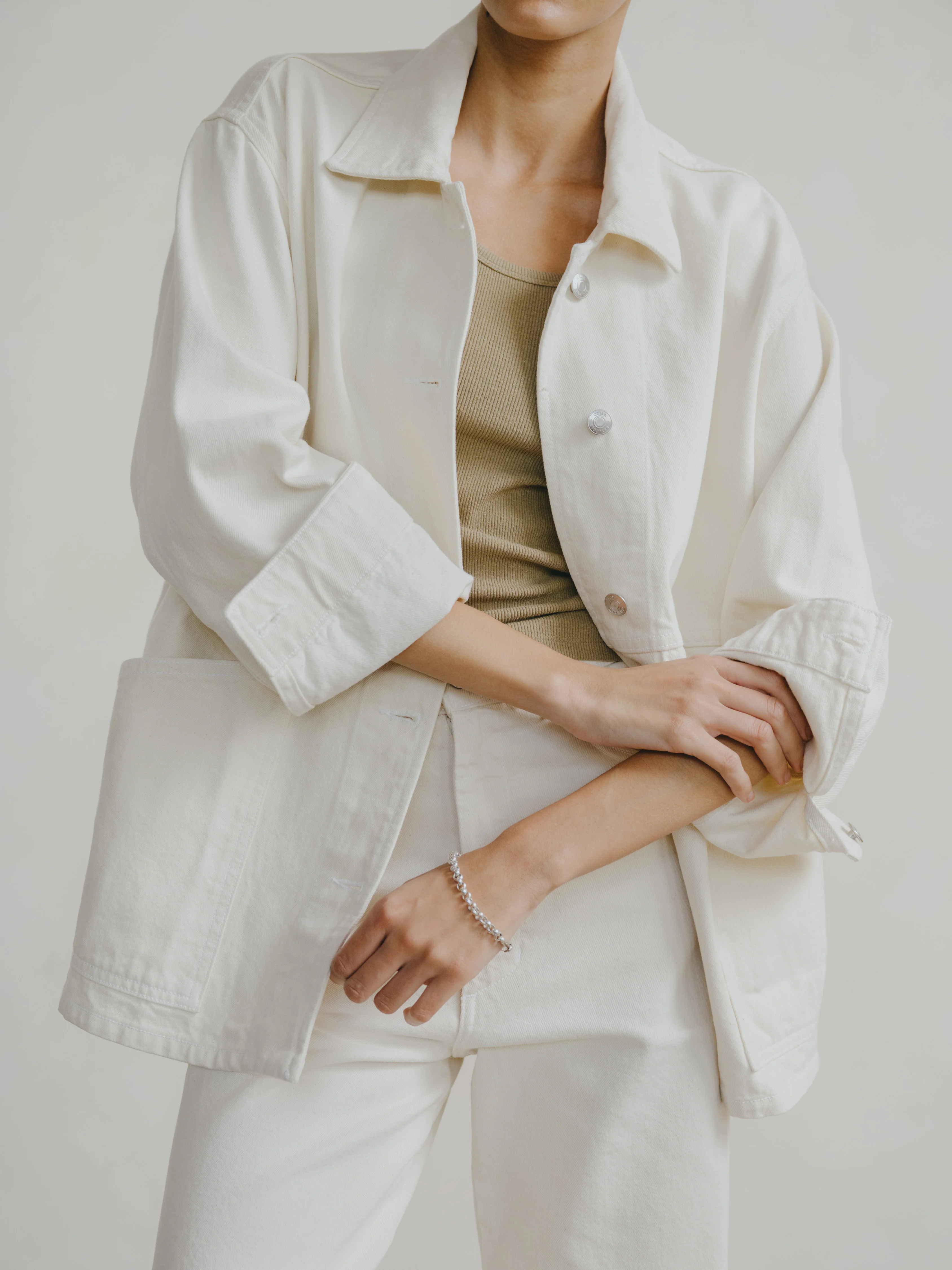 Loretta Jacket, Recycled Denim, Putty - Image 7