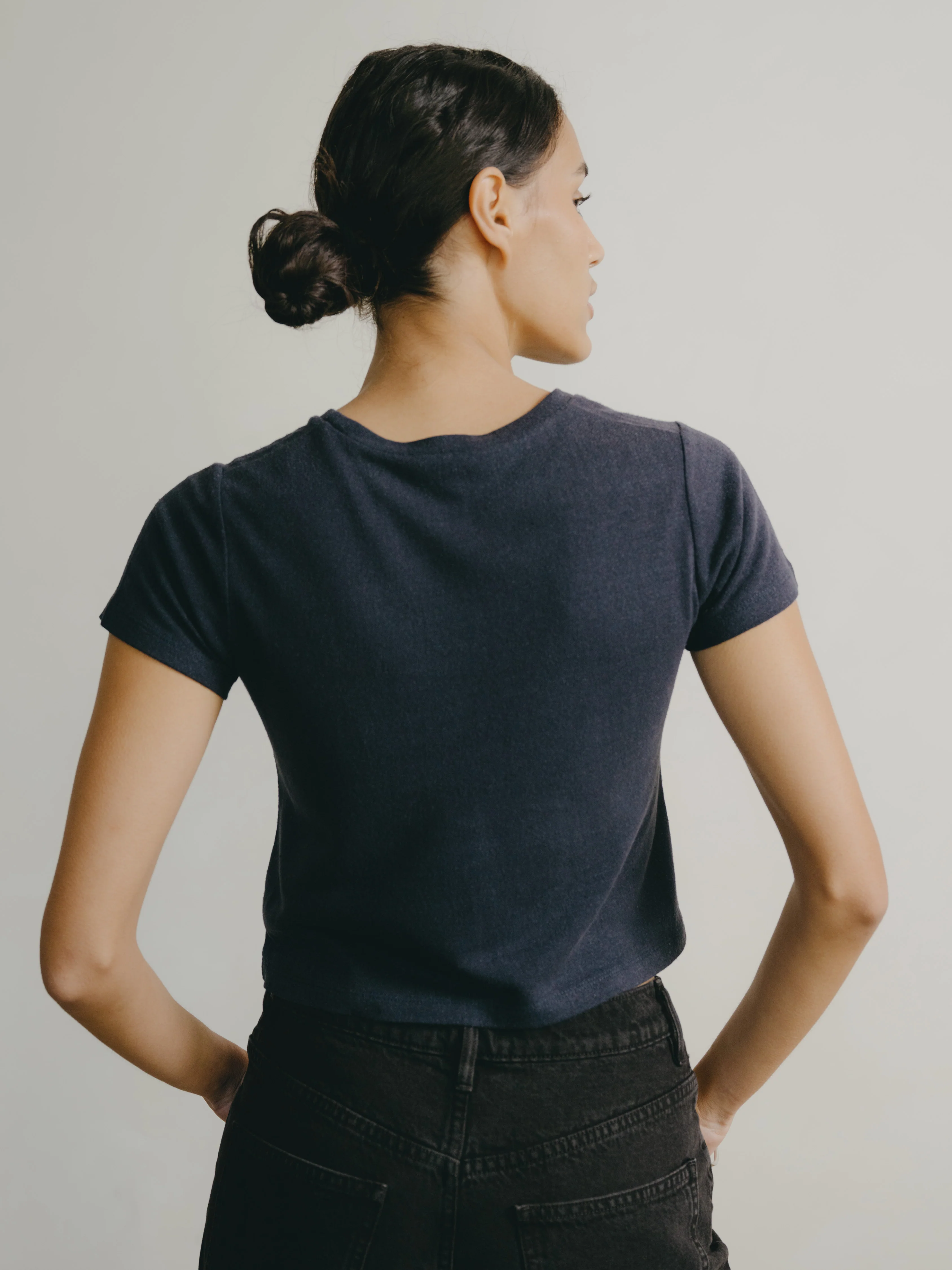 Lou Tee, Regen Silk Noil Jersey, Navy - Image 4