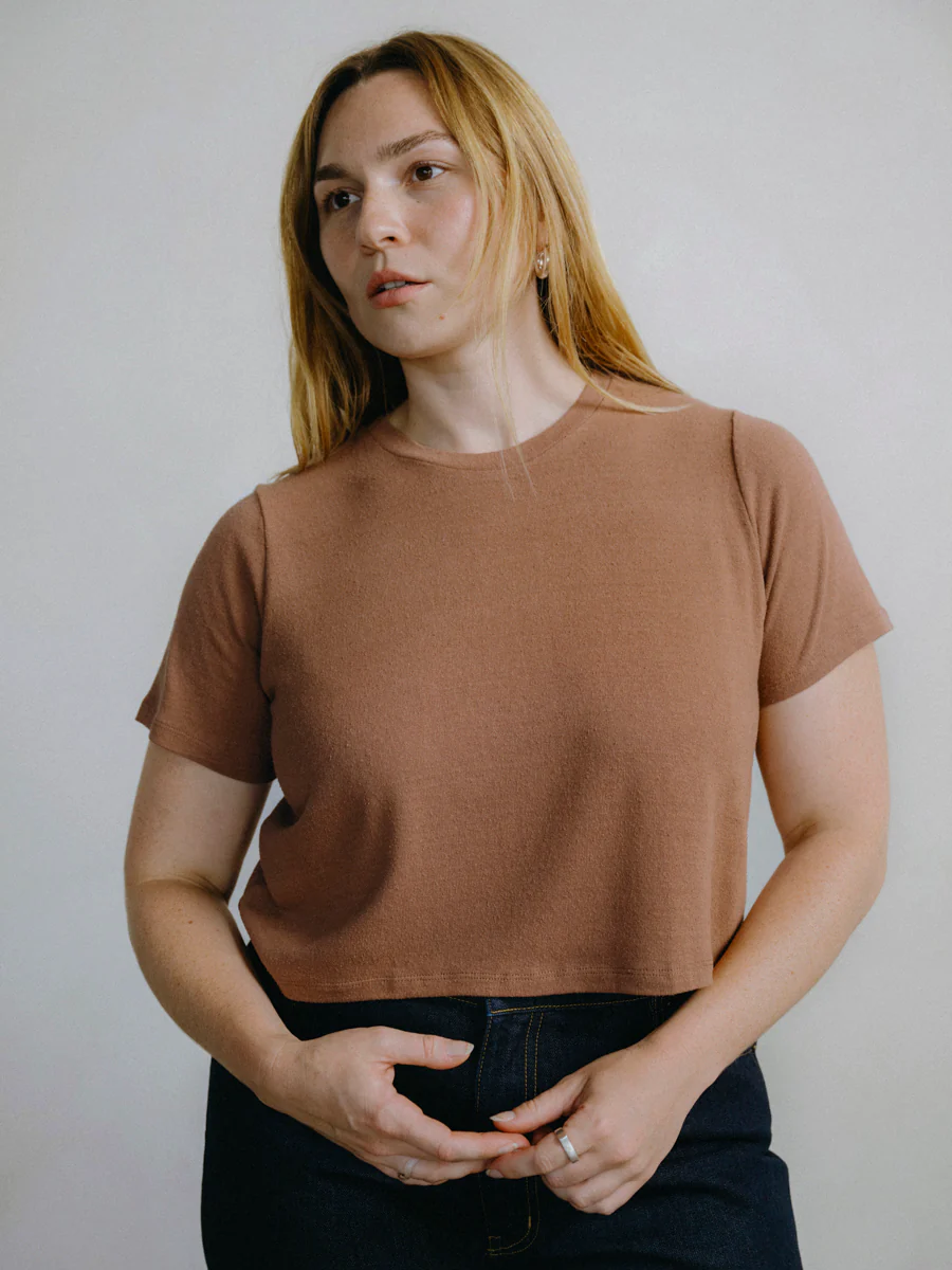 Lou Tee, Regen Silk Noil Jersey, Terracotta - Image 3