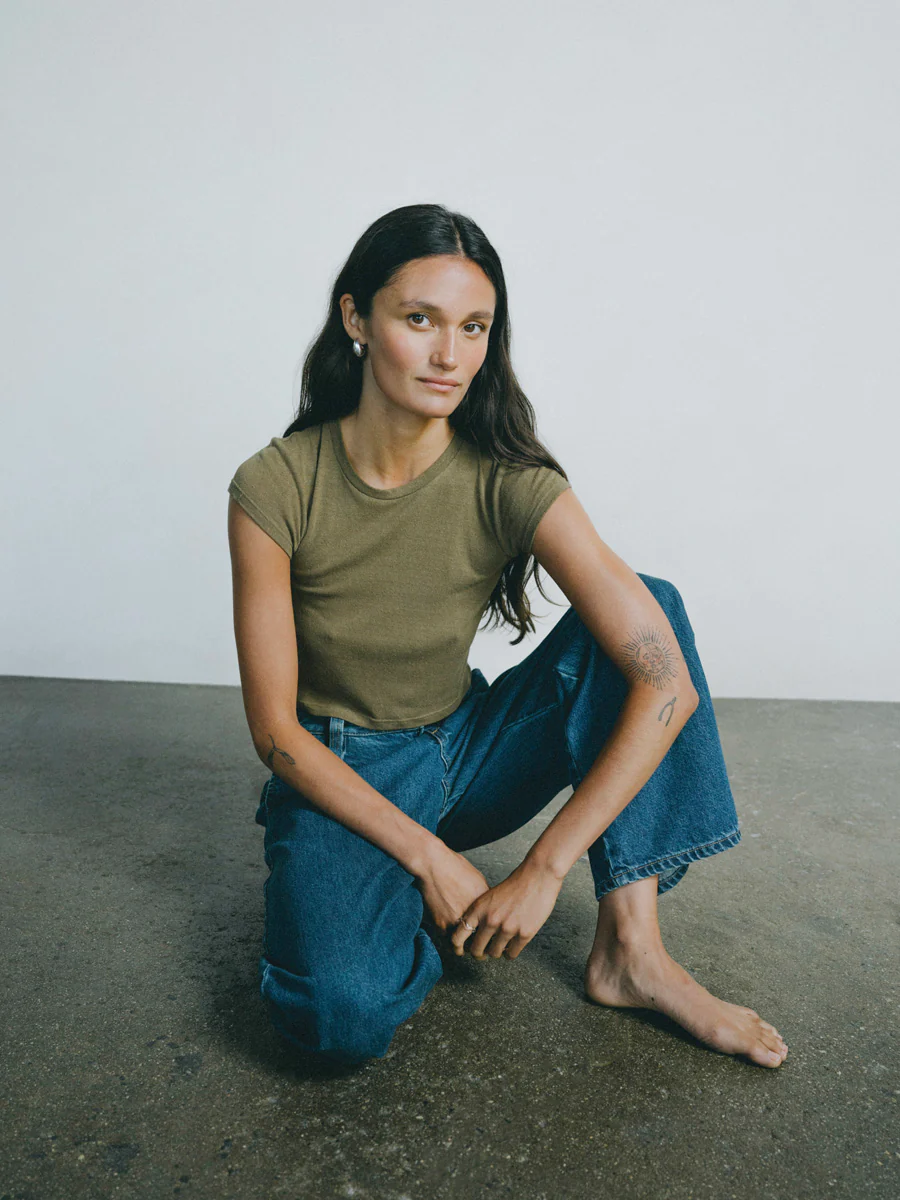 Lou Tee, Regen Silk Noil Jersey, Coffee - Image 3