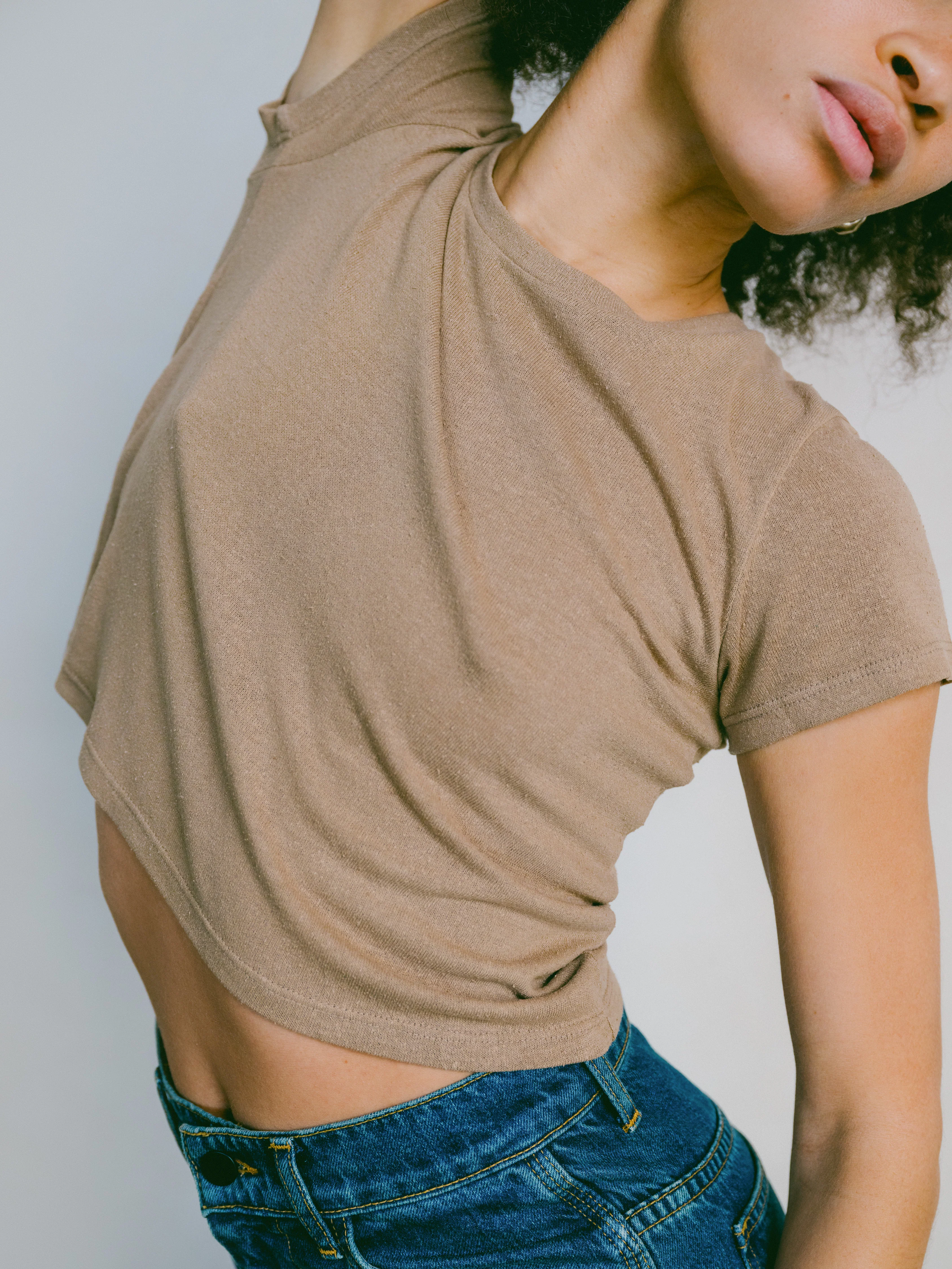 Lou Tee, Regen Silk Noil Jersey, Tea - Image 3