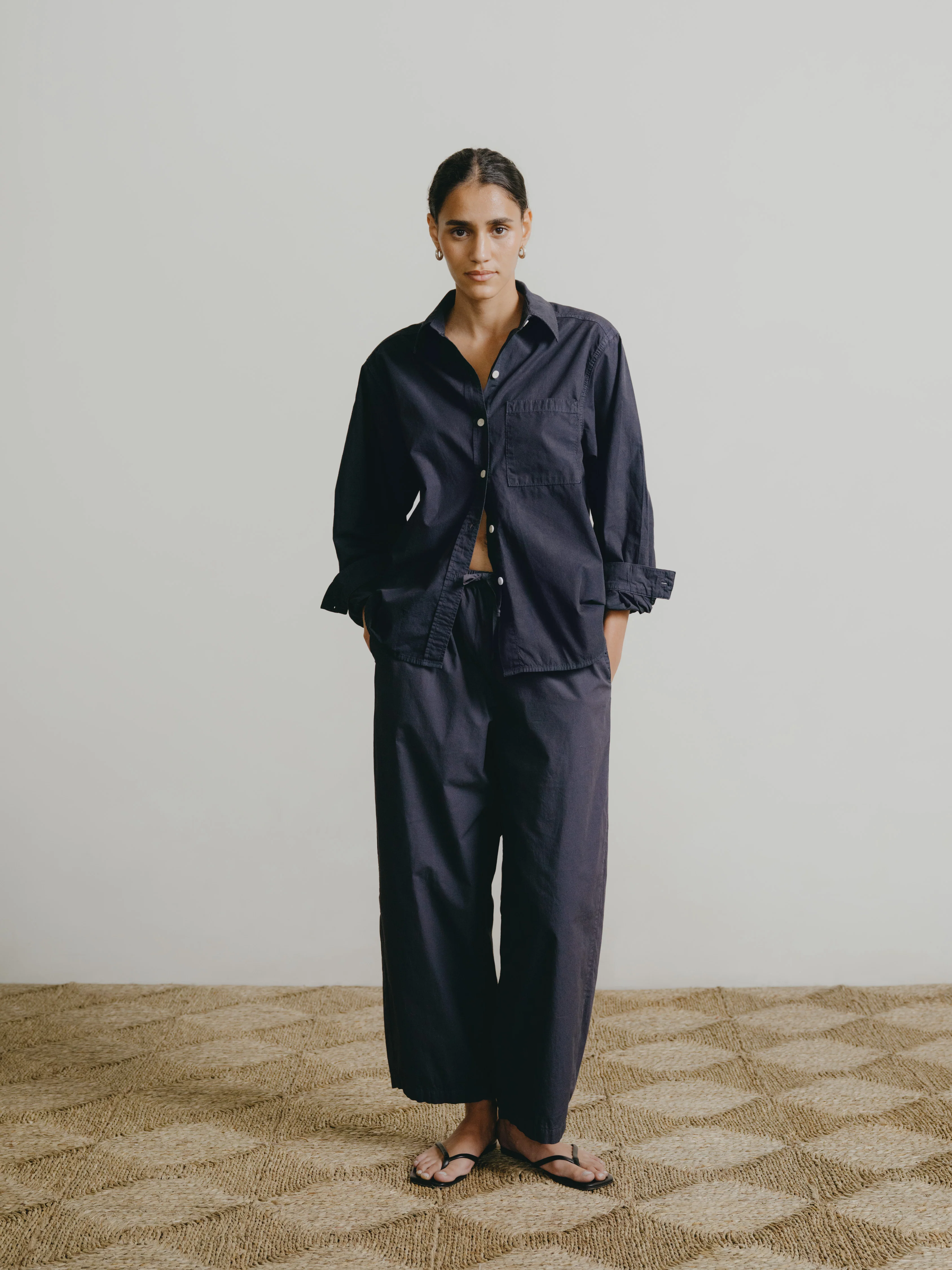 Marcie Shirt, Organic Poplin, Navy - Image 6