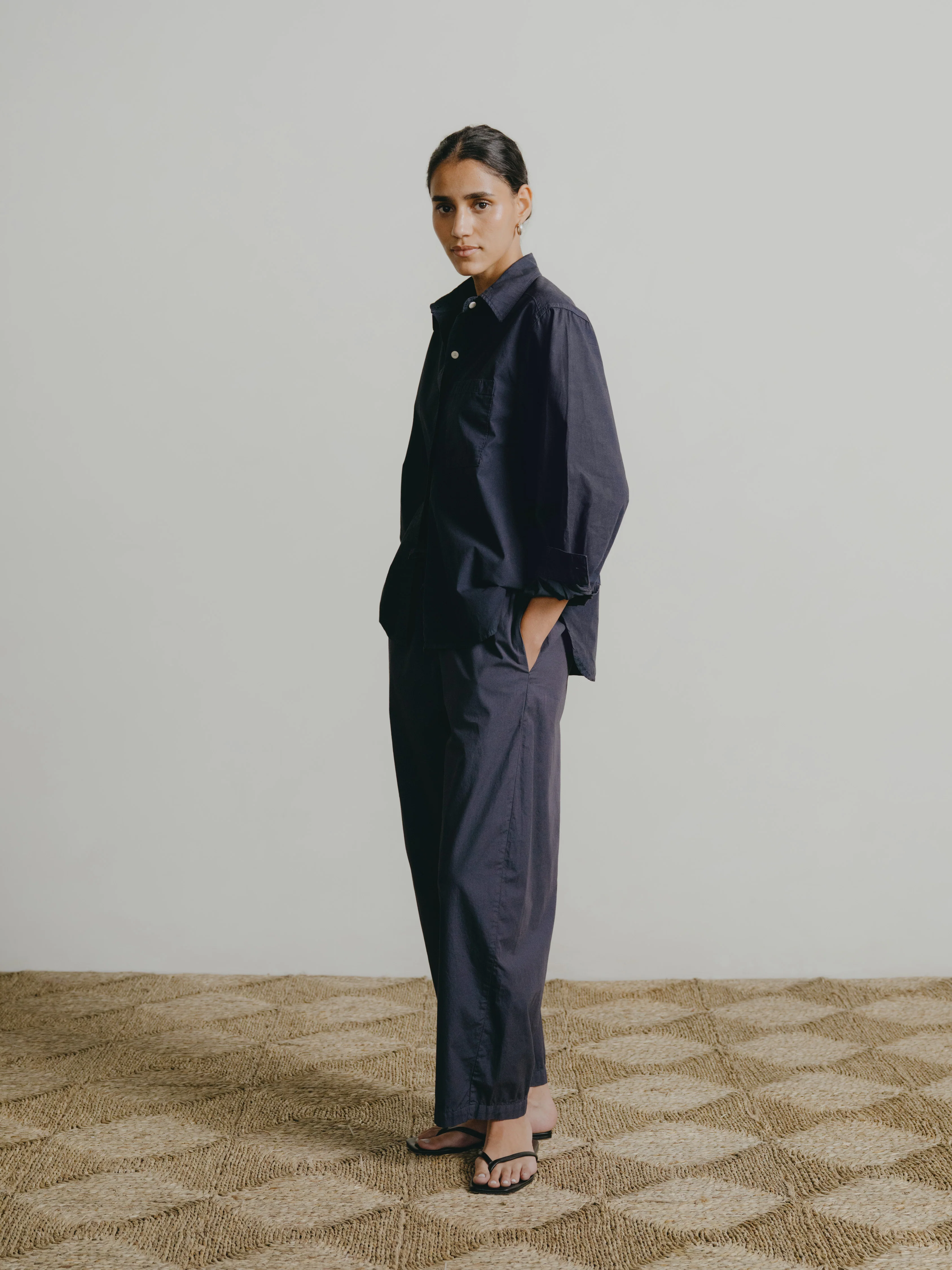 Marcie Shirt, Organic Poplin, Navy - Image 7