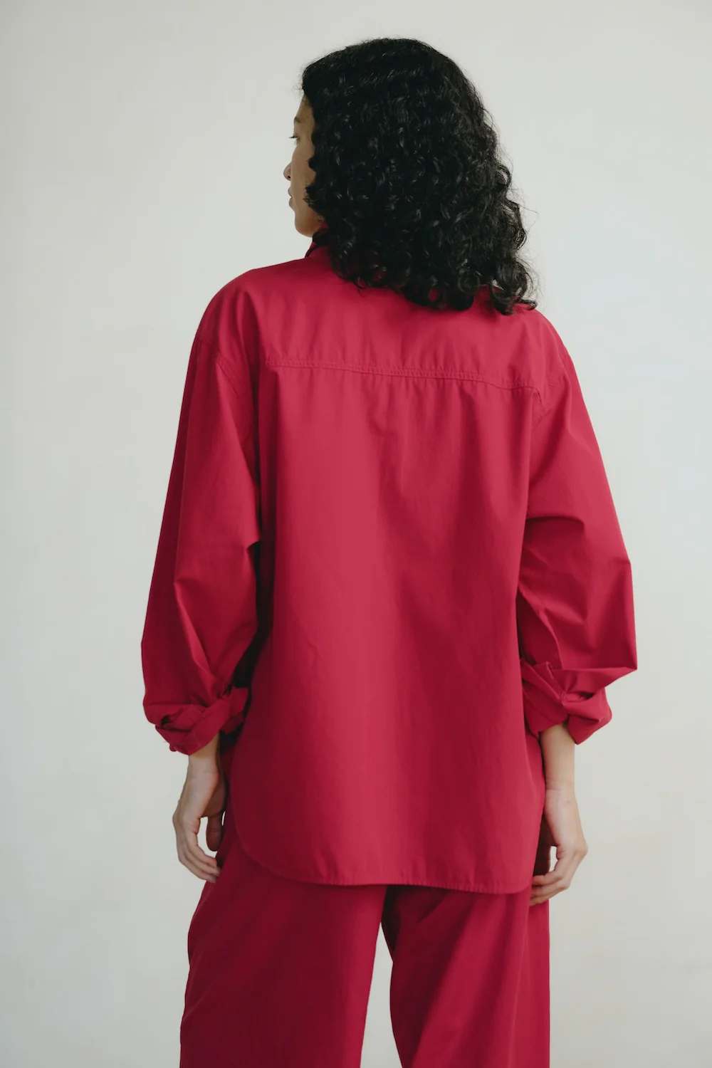 Marcie Shirt, Organic Poplin, Tomato - Image 4