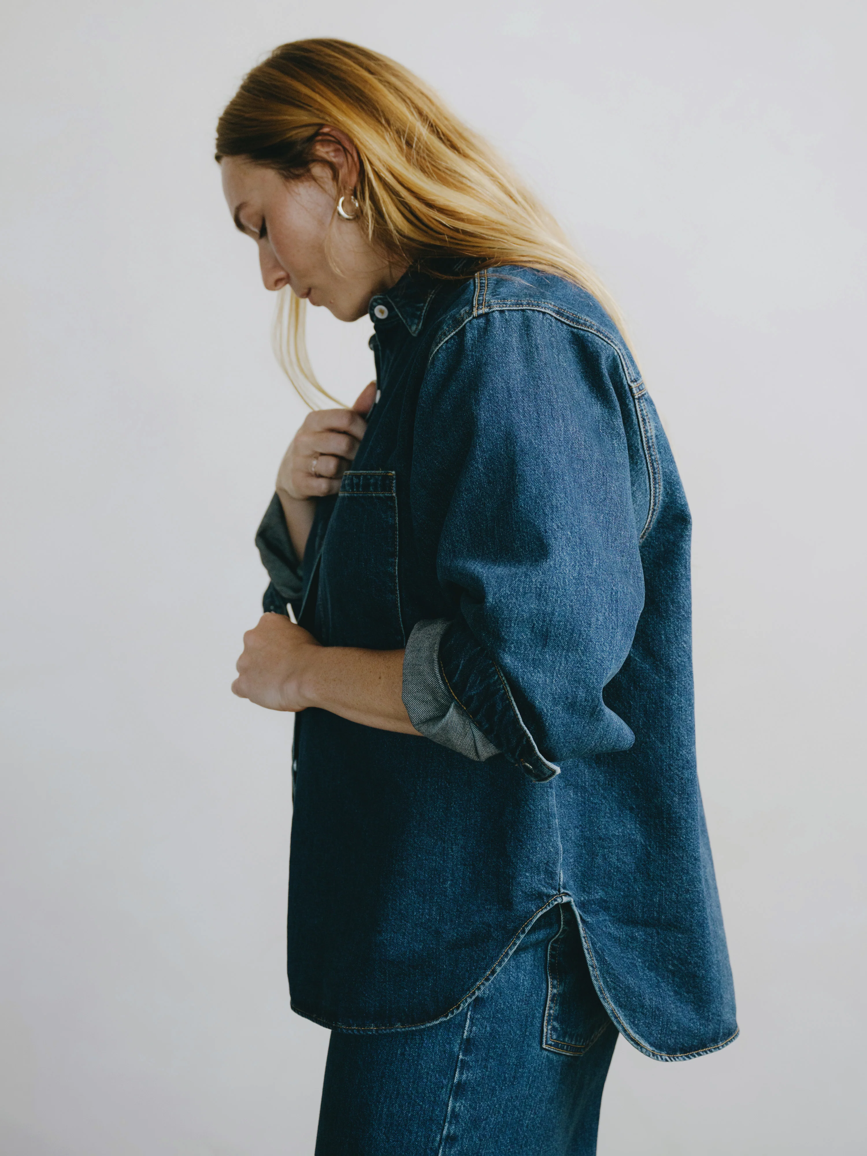 Denim Marcie Shirt, Tencel Denim, Vintage Dark - Image 8