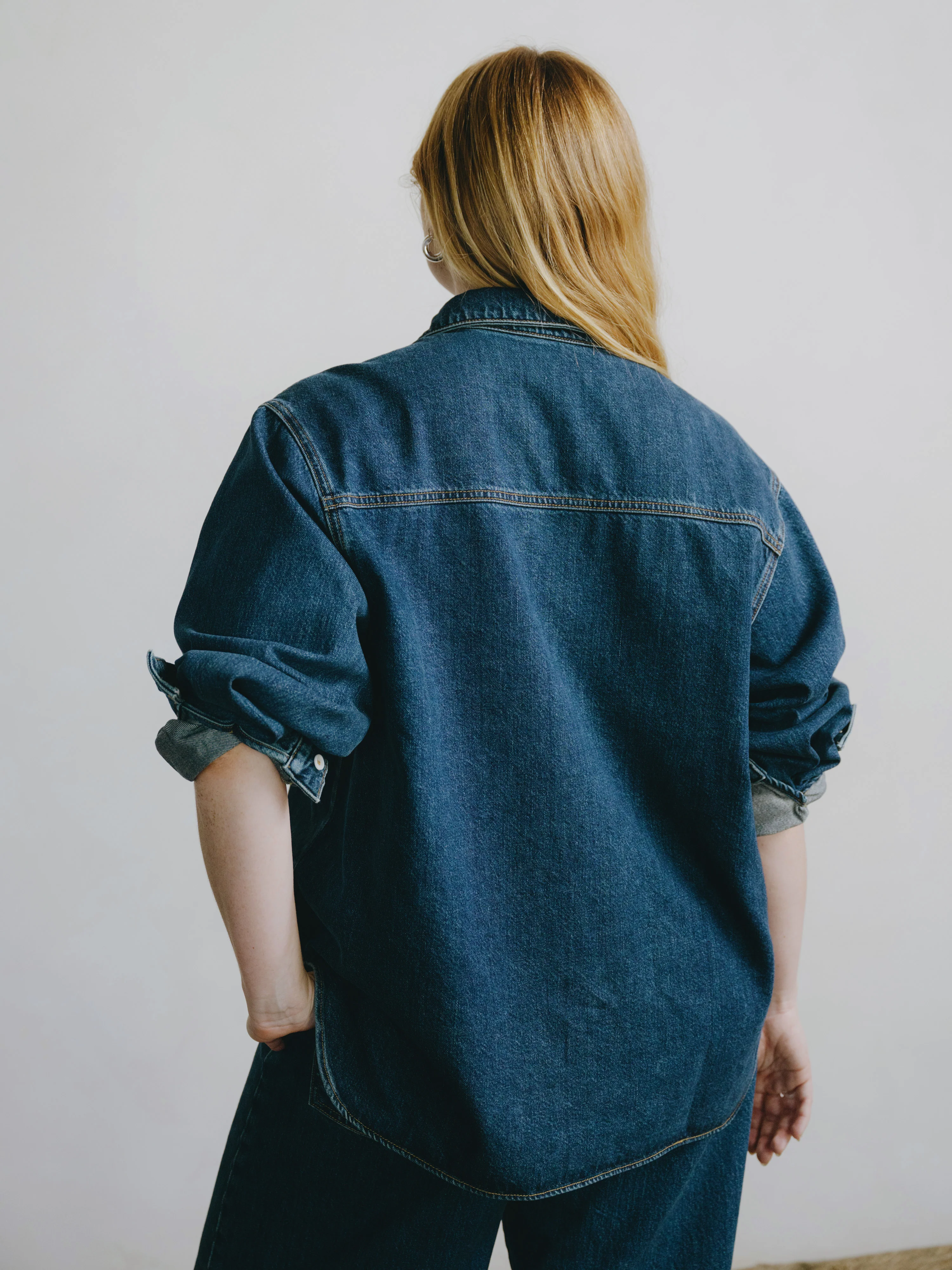 Denim Marcie Shirt, Tencel Denim, Vintage Dark - Image 9
