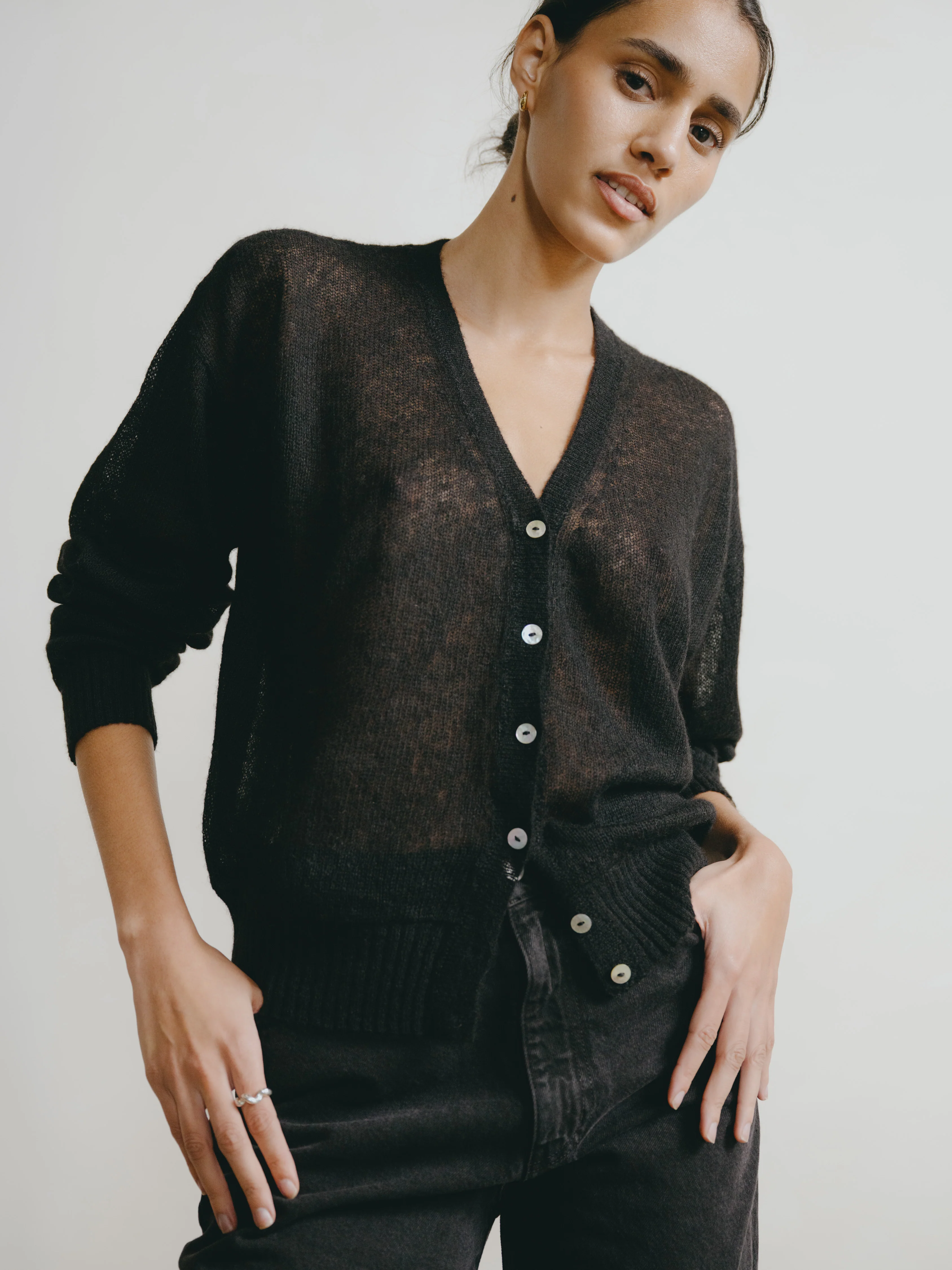 Perla Cardi, Sheer Alpaca Blend, Black - Image 4