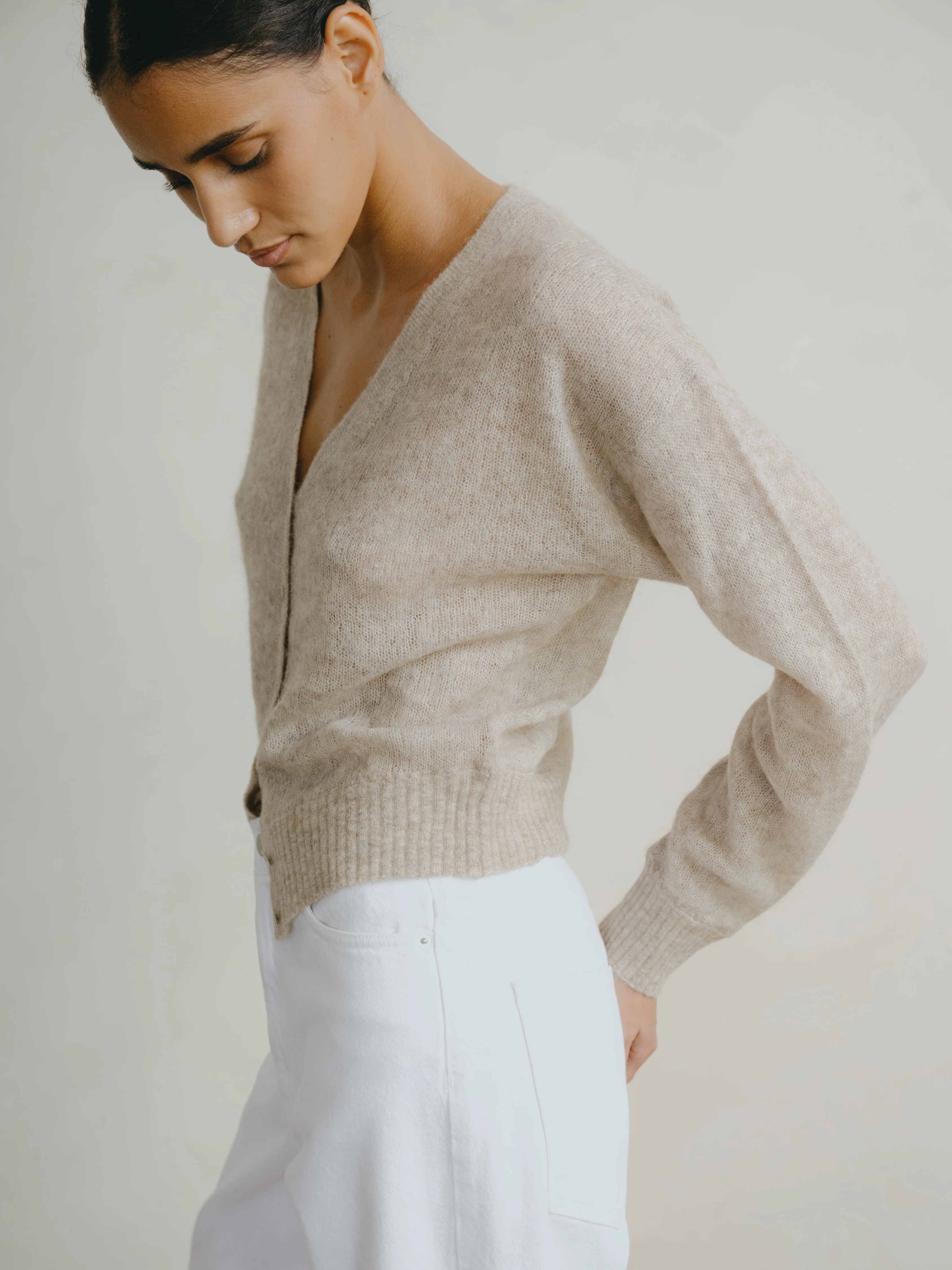 Perla Cardi, Sheer Alpaca Blend, Oatmeal - Image 4