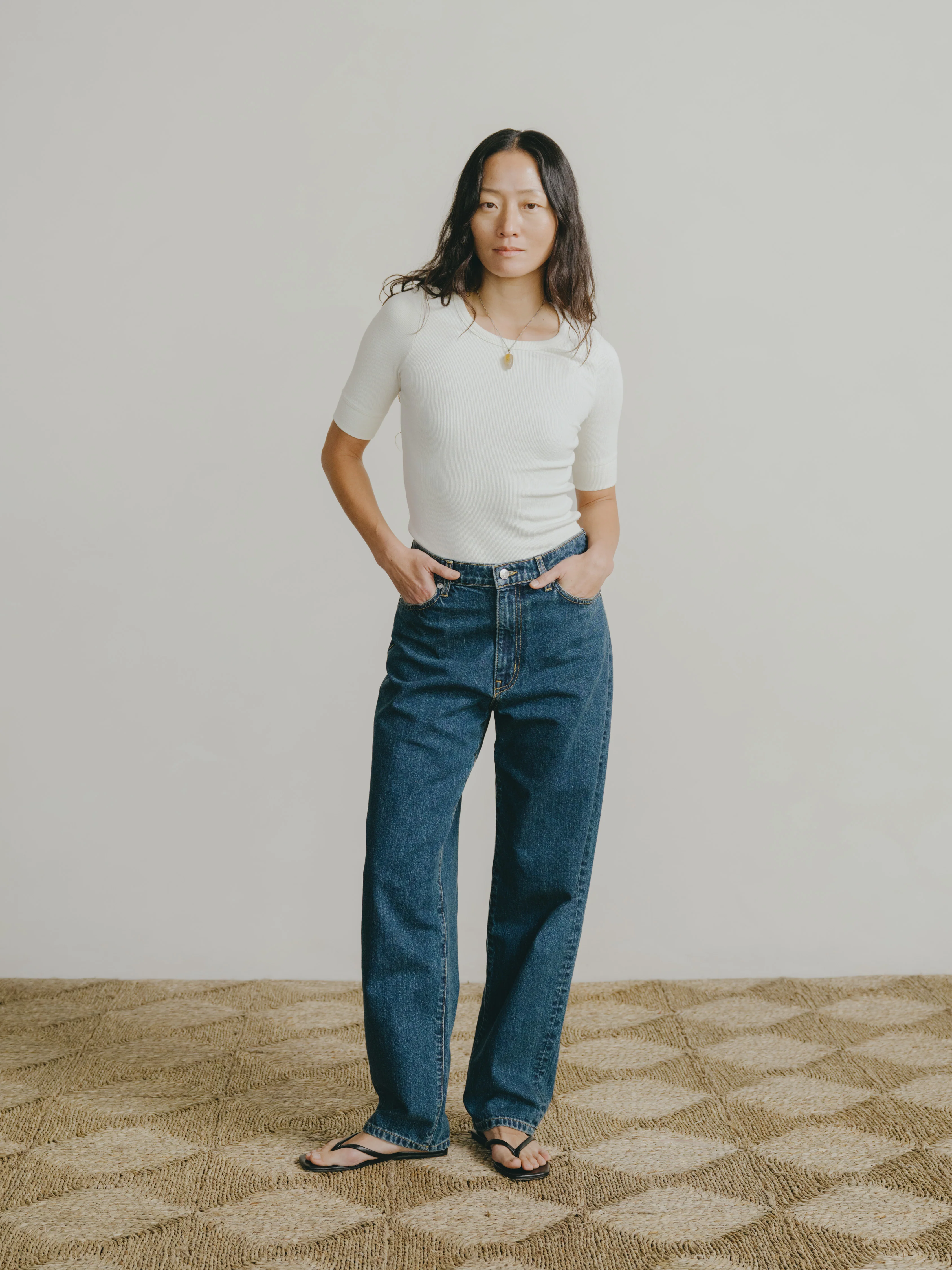 Rib Tee, Ribbed Silk Noil Jersey, Natural - Image 3