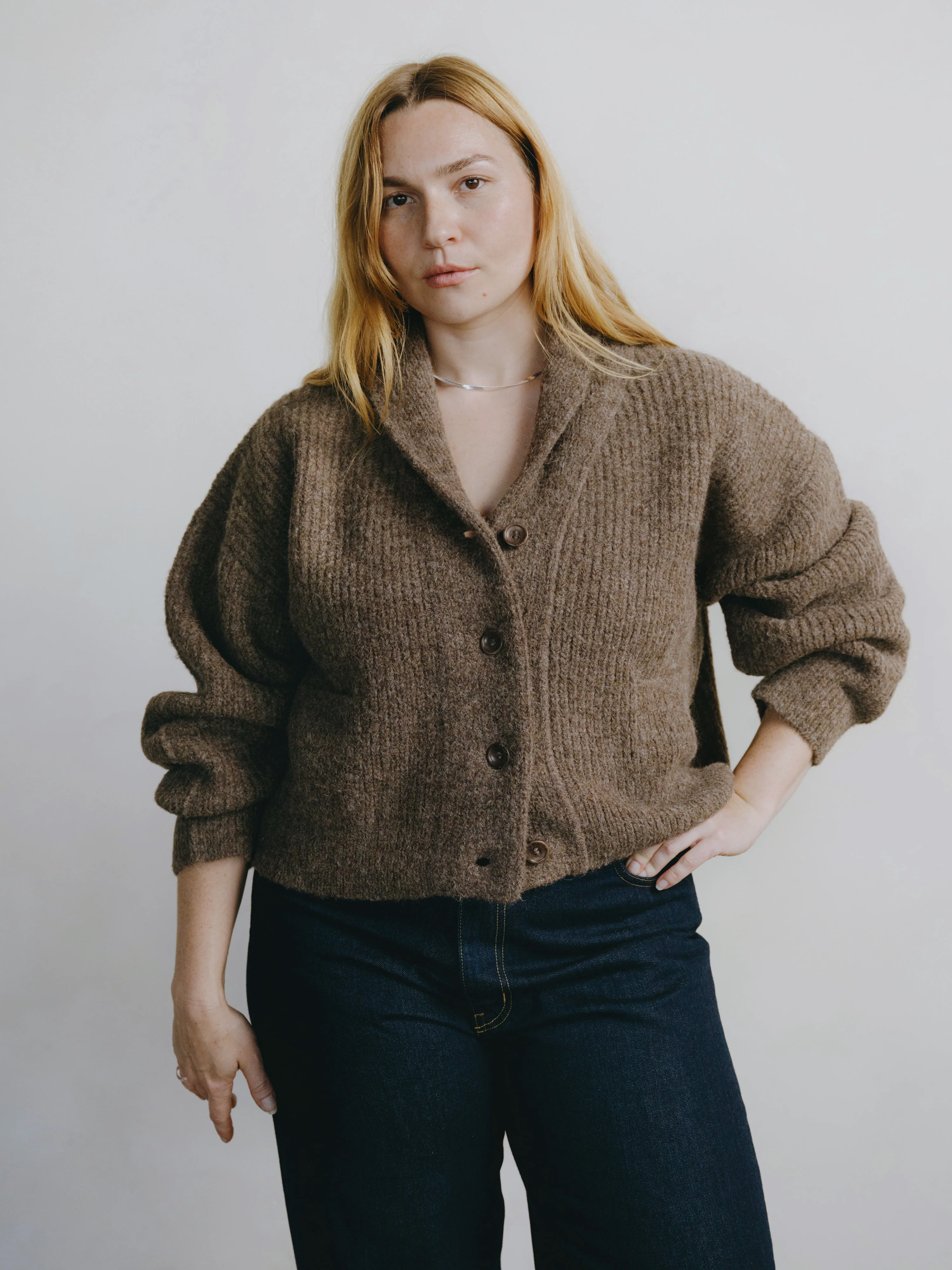 Sloan Cardigan, Alpaca Blend, Bark - Image 5