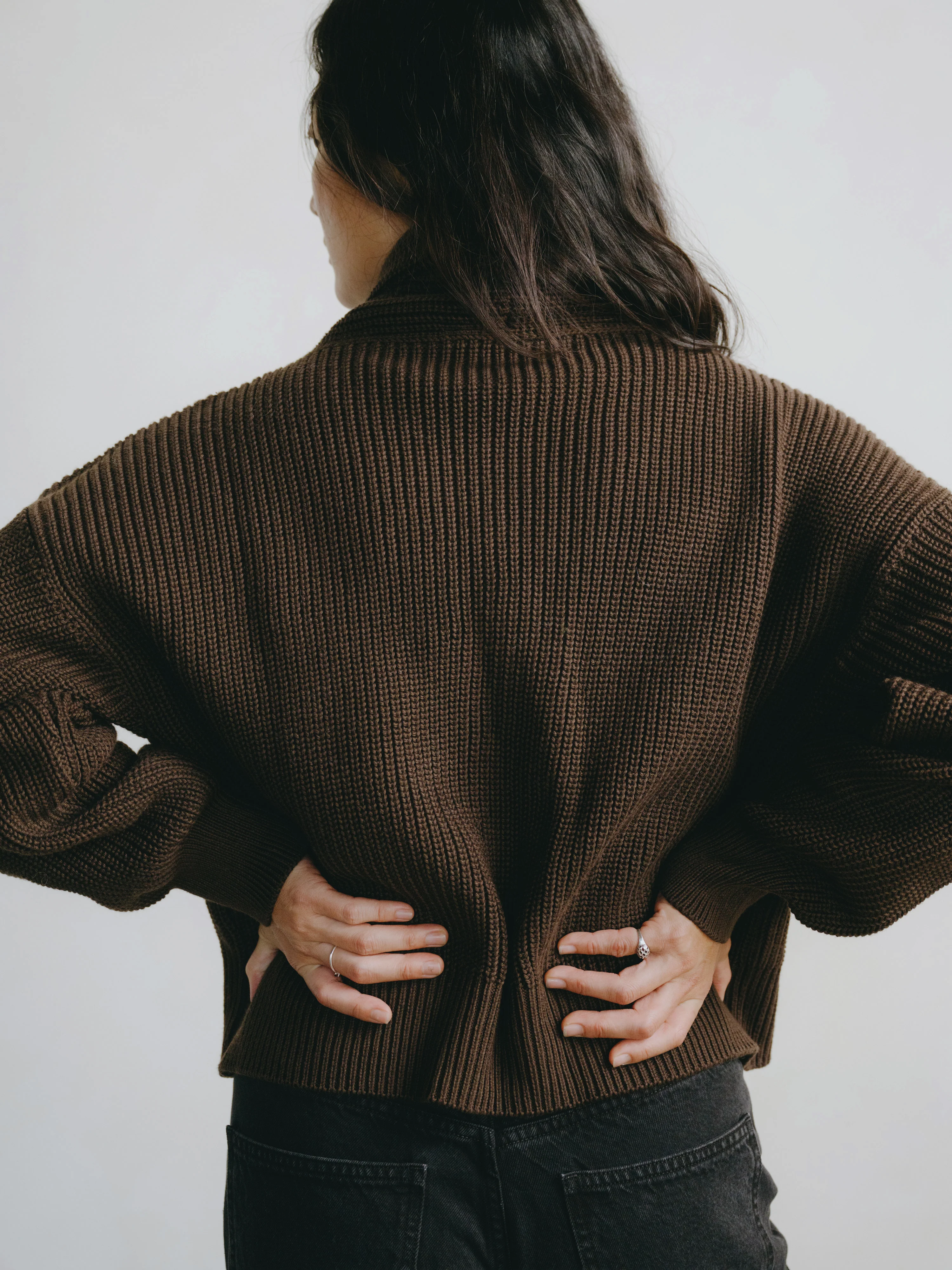 Sloan Cardigan, Organic Tanguis Cotton, Chocolate - Image 4
