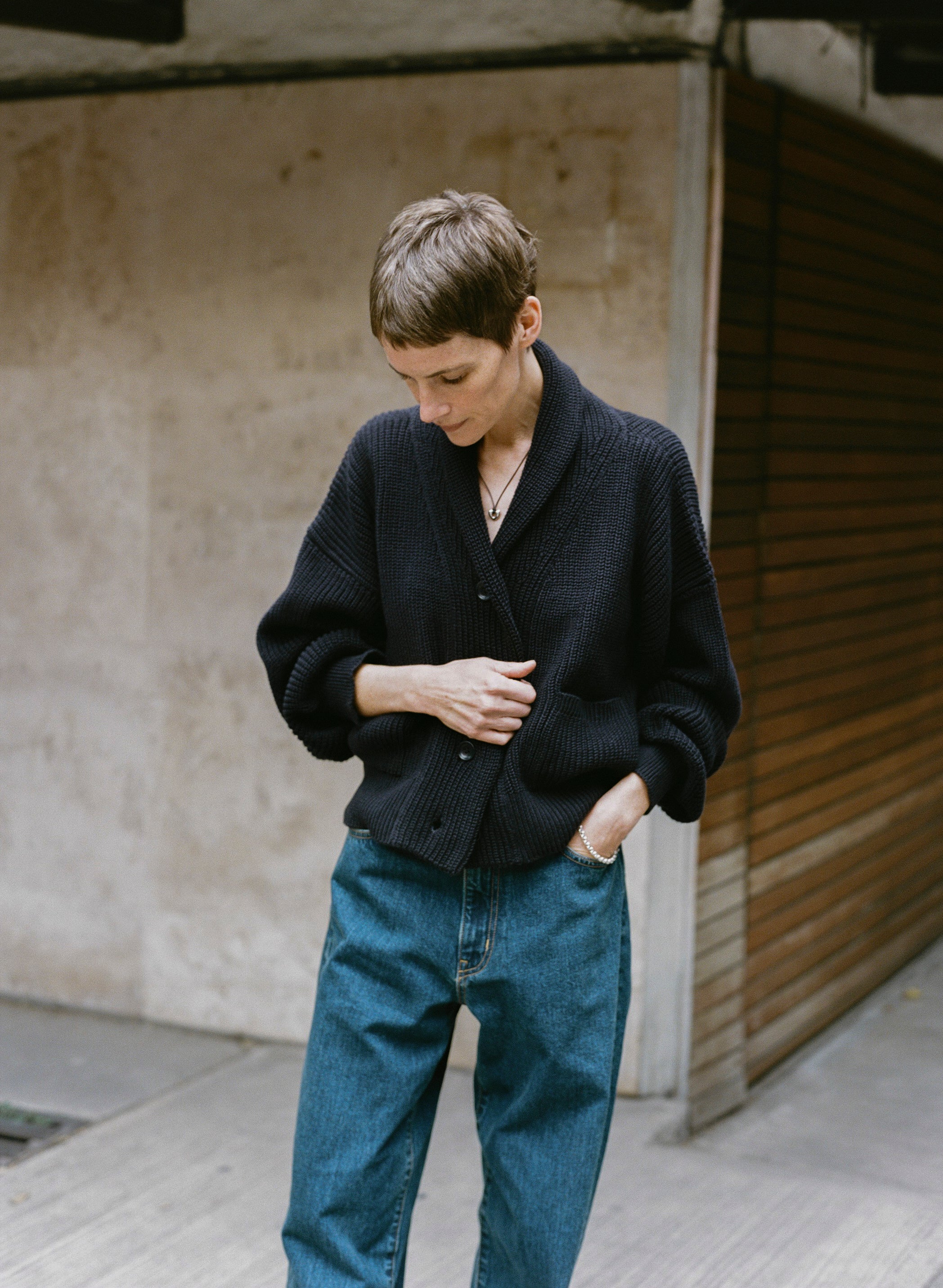 Sloan Cardigan, Organic Tanguis Cotton, Navy - Image 4