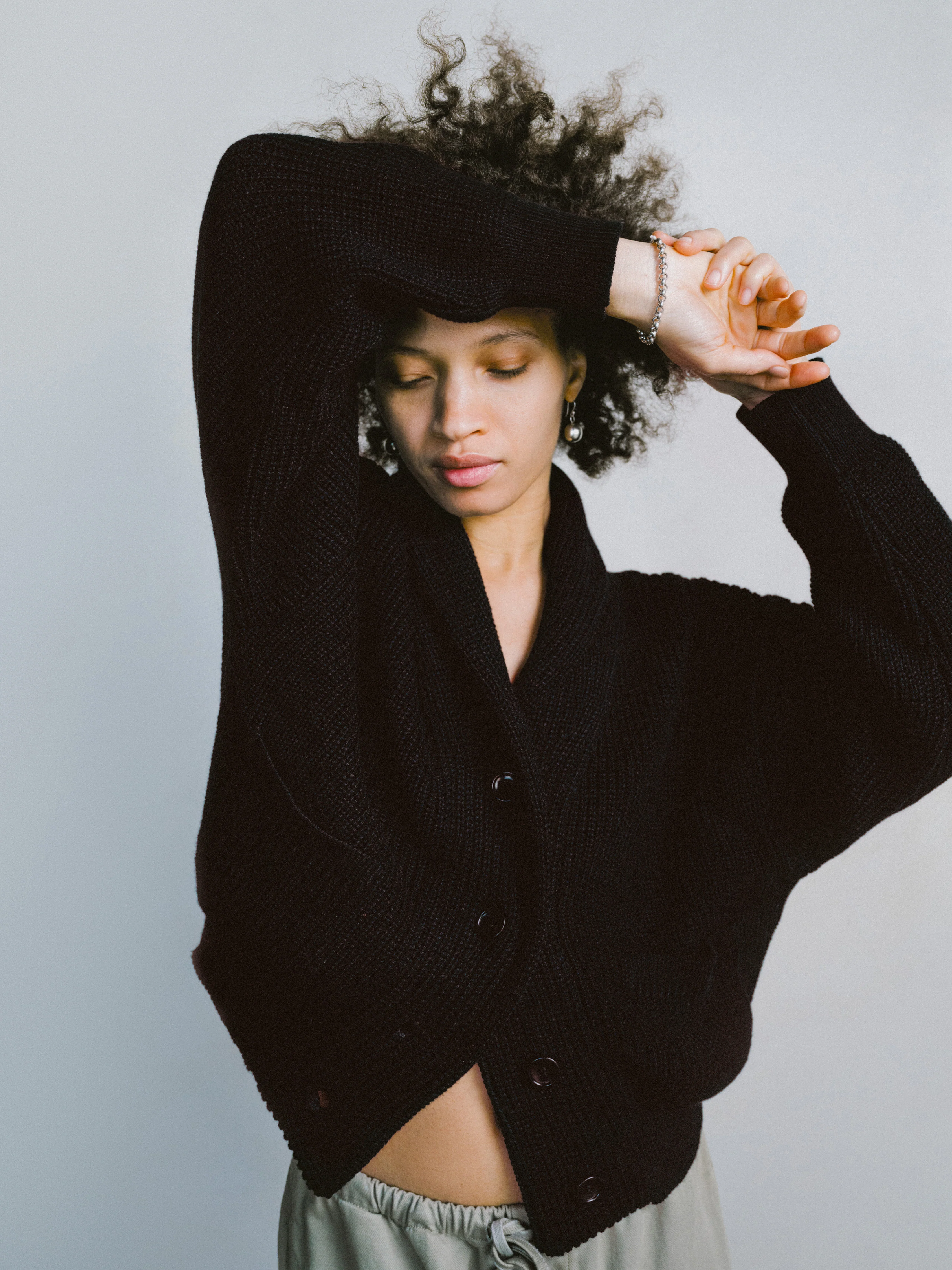 Sloan Cardigan, Organic Tanguis Cotton, Black - Image 3