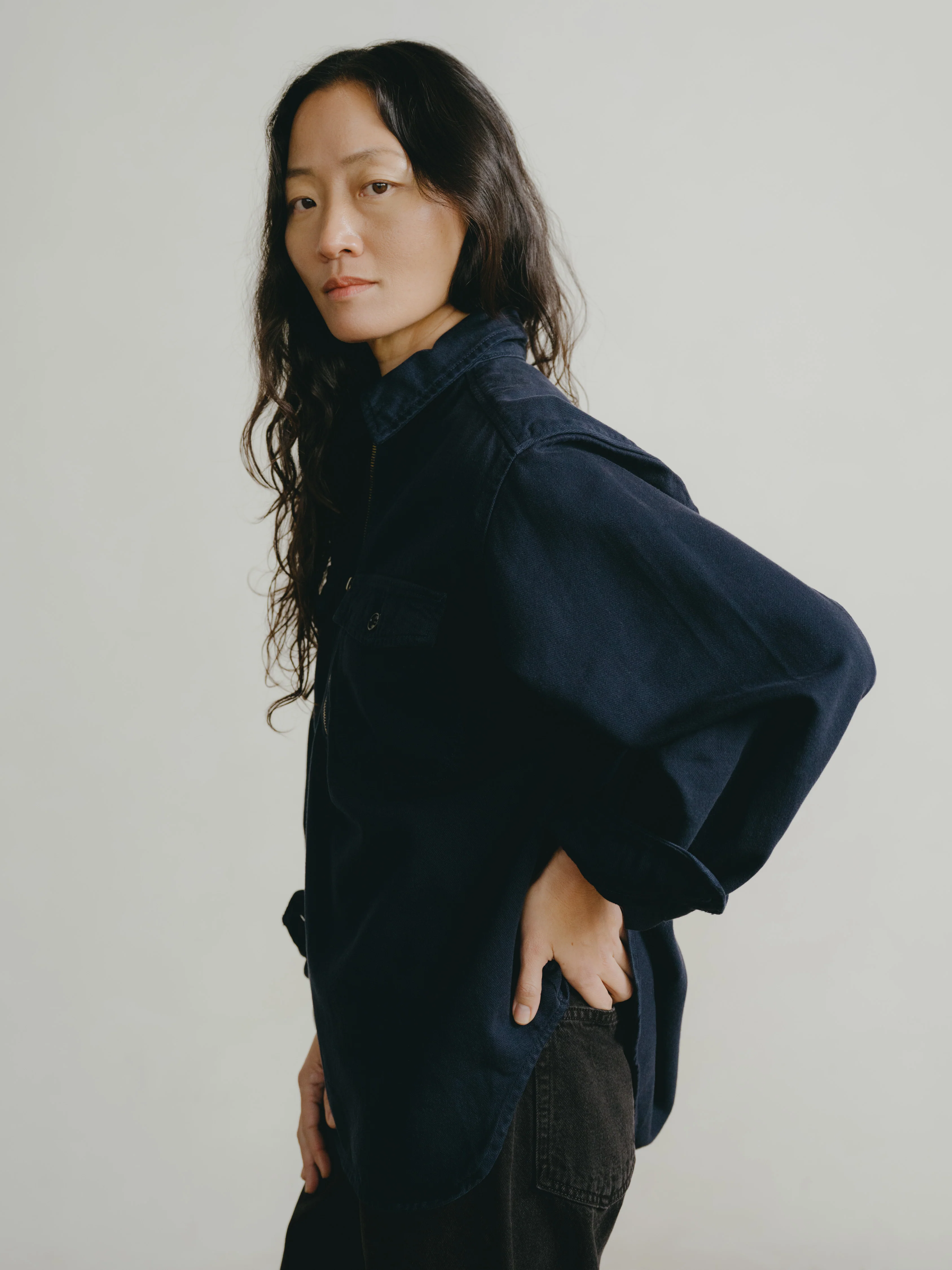 Zip Popover, Broken Twill, Navy - Image 4